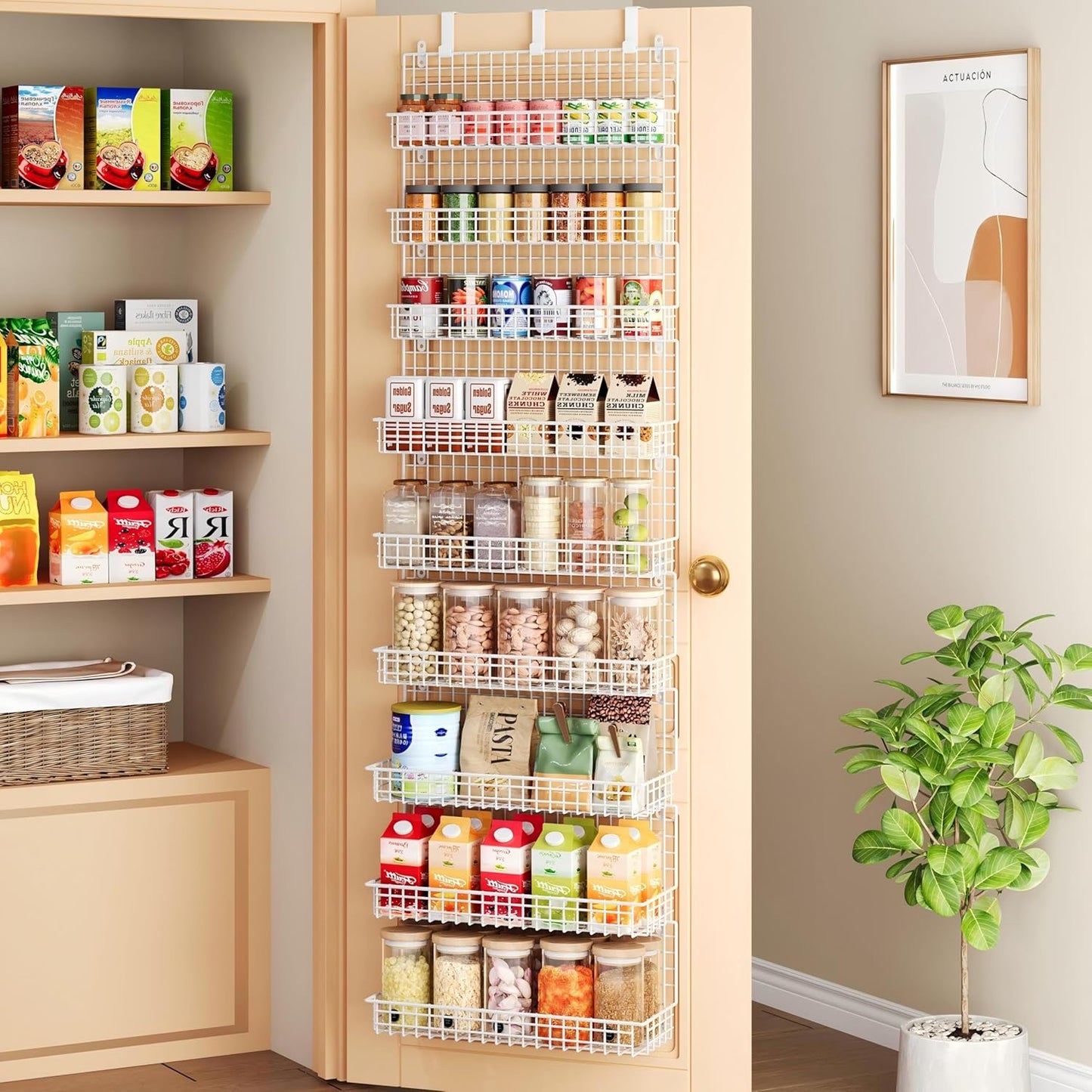 JKsmart 9-Tier Spice Rack Organizer with Door Hook, Wall Mount, and Extra Large Capacity for Pantry – Stylish White Design for Effortless Organization, Ultimate Kitchen Storage Solution