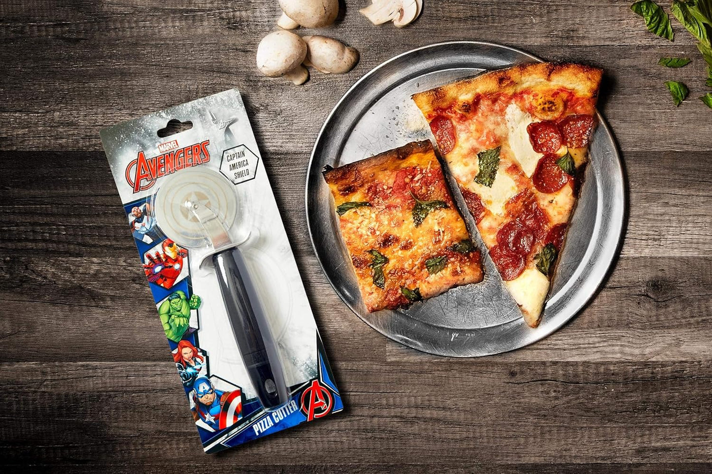 Marvel's Captain America Shield Pizza Cutter - Features Super Sharp Steel Wheel Blade & Strong Comfortable Plastic Handle - Fun Kitchen Accessory - Marvelous Gift For A Chef & Avengers Fan