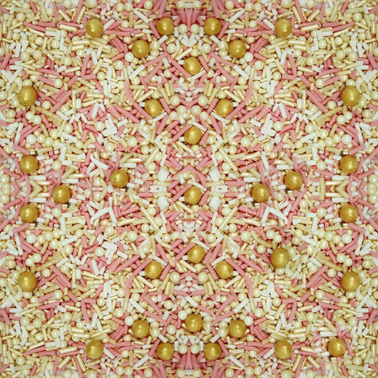 Confect Pink, White & Gold Pearl Cake Sprinkles Mix – Decorative Edible Baking Confetti for Cakes, Cupcakes & Desserts | Vegan, Gluten-Free, Nut-Free, Soy-Free, Dairy-Free, Palm Oil-Free- 4.2 Oz