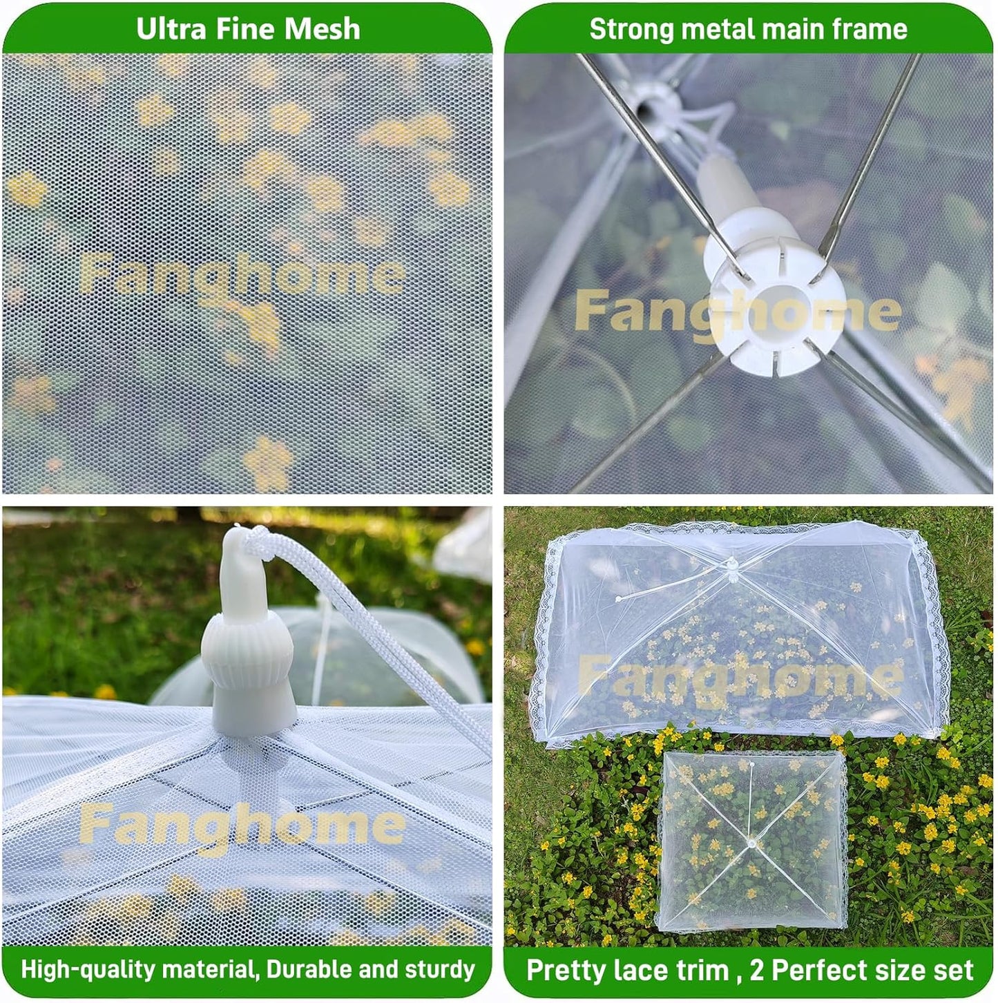 Mesh Food Covers for Outdoors,1 Pack 40"X24" Extra Large Food Net + 5 Pack 17"X17 Large Pop Up Mesh Food Tent Umbrella Food Covers for Outside Picnic Party BBQ Supplies