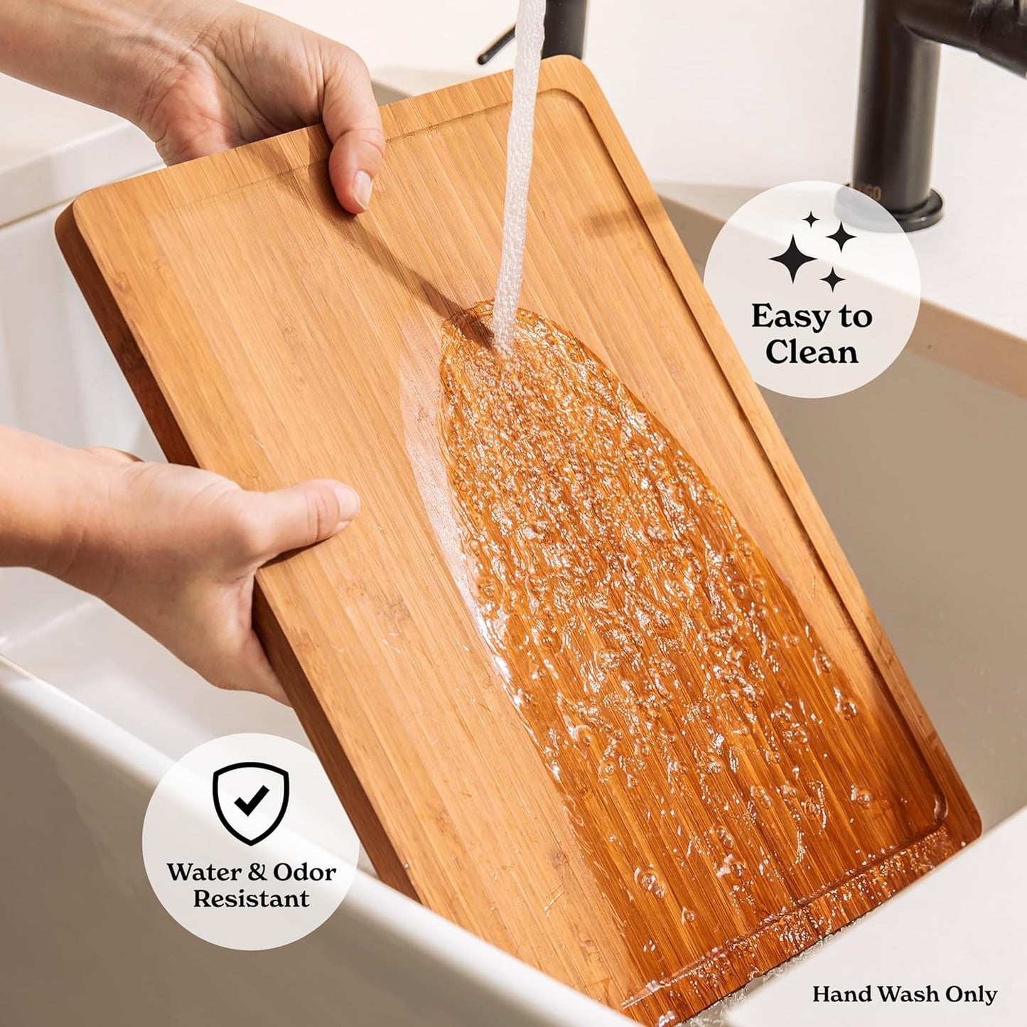 SMIRLY Bamboo Cutting Boards, Brown Bamboo Wood Cutting Board for Kitchen, Set of 2 Medium -Small & Deep Juice Groove, Butcher Block for Chopping Meat, Charcuterie Cheese Tray, Kitchen Gadgets