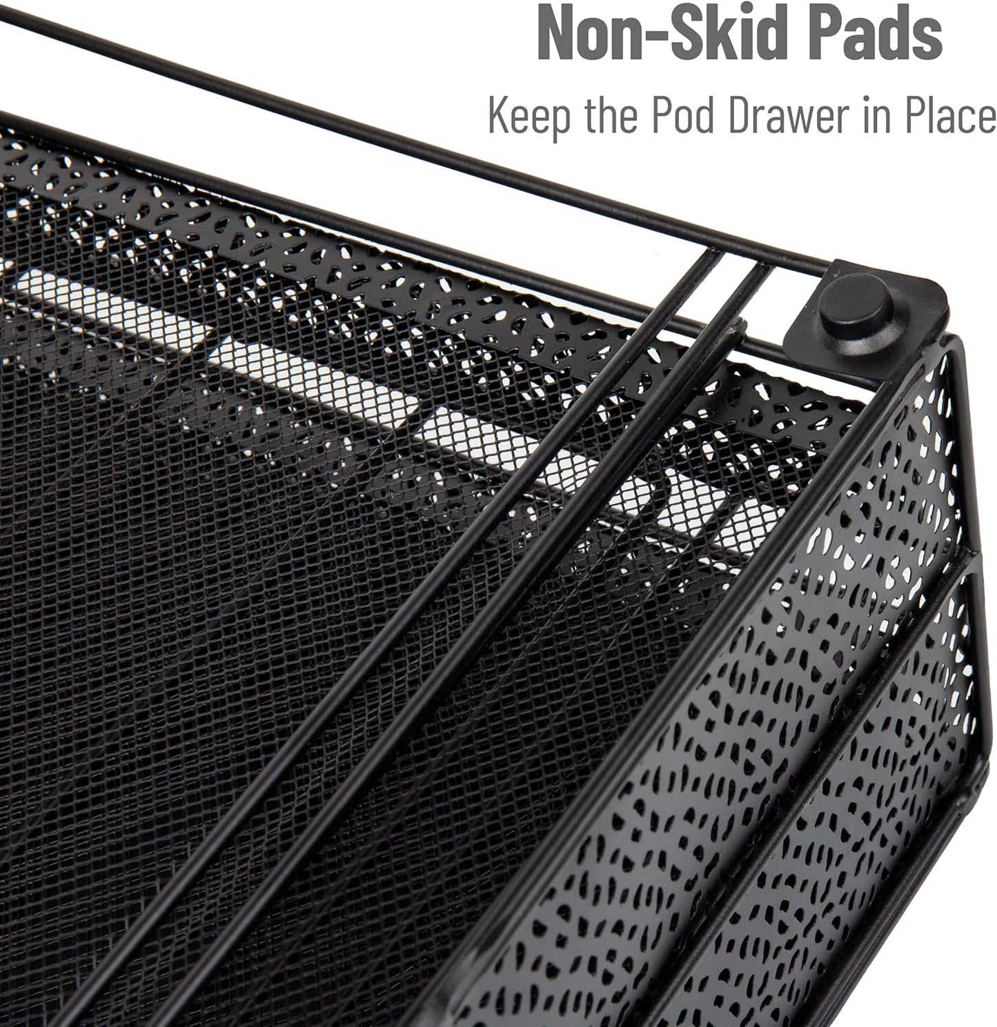 Mind Reader Single Serve Coffee Pod Organizer with 2 Drawers, 72 Pod Capacity, Metal Mesh, 13"L x 12.75"W x 5"H, Black