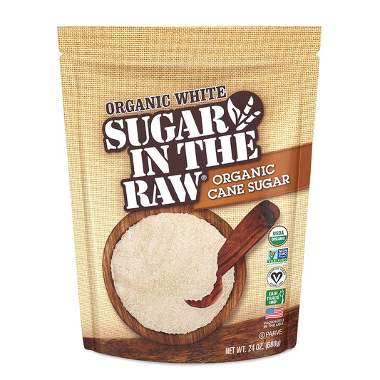 Sugar In The Raw Organic Granulated White Premium Cane Sugar, Pure Natural Sweetener, Hot & Cold Drinks, Coffee, Cooking, Baking, Vegan, Gluten-Free, Non-GMO, Bulk Sugar, 24 oz Bag (1-Pack)