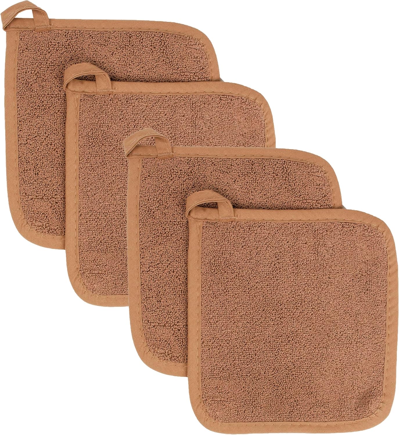 RITZ Terry Potholder & Hot Pad: Unparalleled Heat Resistant, Durable 100% Cotton – Ergonomically Designed for Optimal Grip – Easy-Care Machine Washable – 4-Pack, Copper