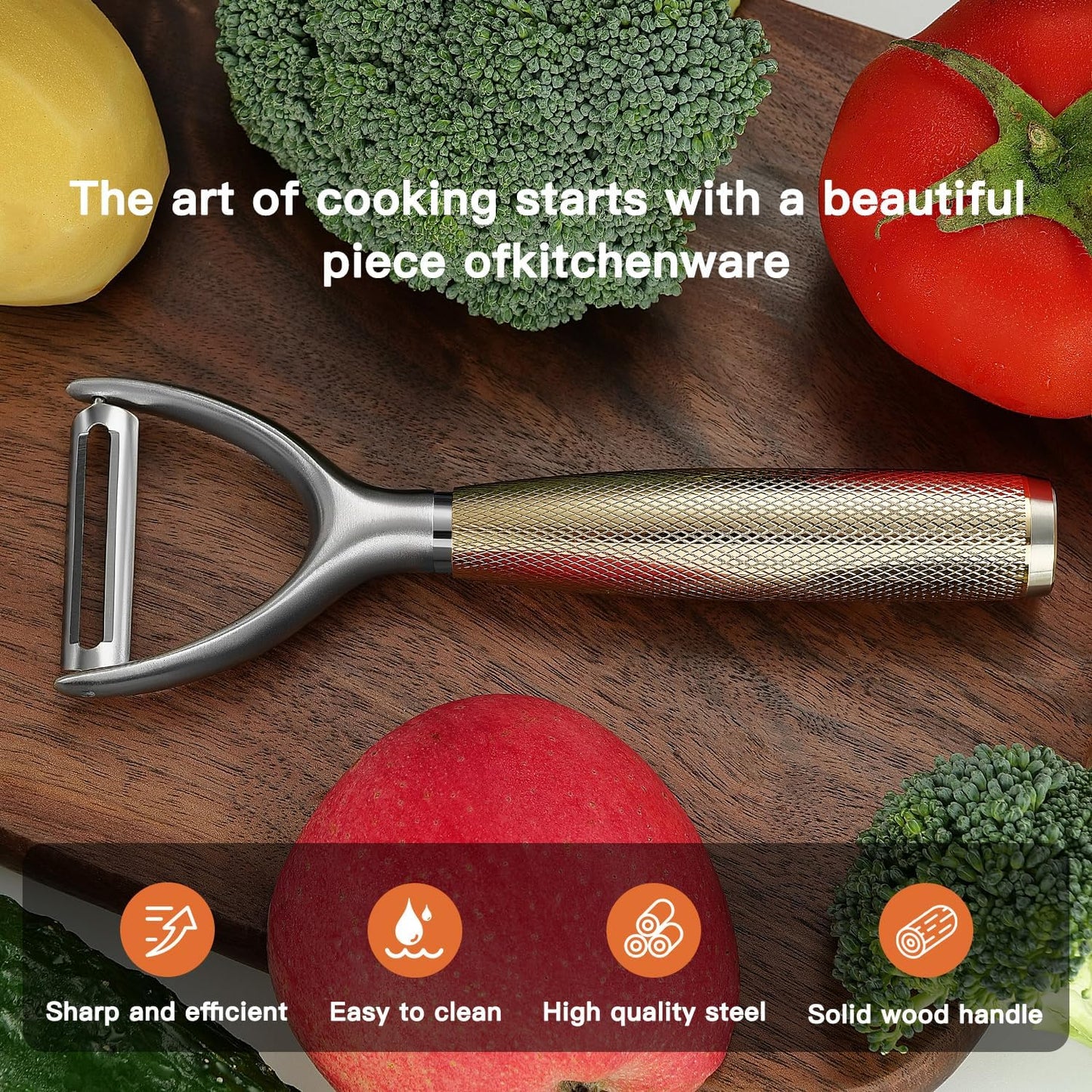 KULUNER Luxury Y-Type Vegetable Peeler – 24K Gold Plated Handle, 304 Stainless Steel Ultra Sharp Blade, Ideal for Potatoes, Apples, and Other Fruits & Vegetables