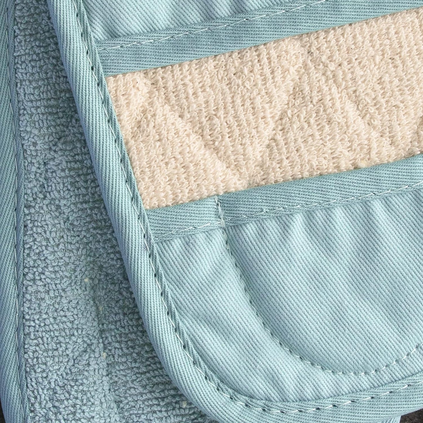 Ritz Premium Pot Holders & Heating Pads (4-Pack), 8.5" x 5.5", Heat Resistant, 100% Cotton Terry-Looped Pocket, for Kitchen and Barbeque, Dew