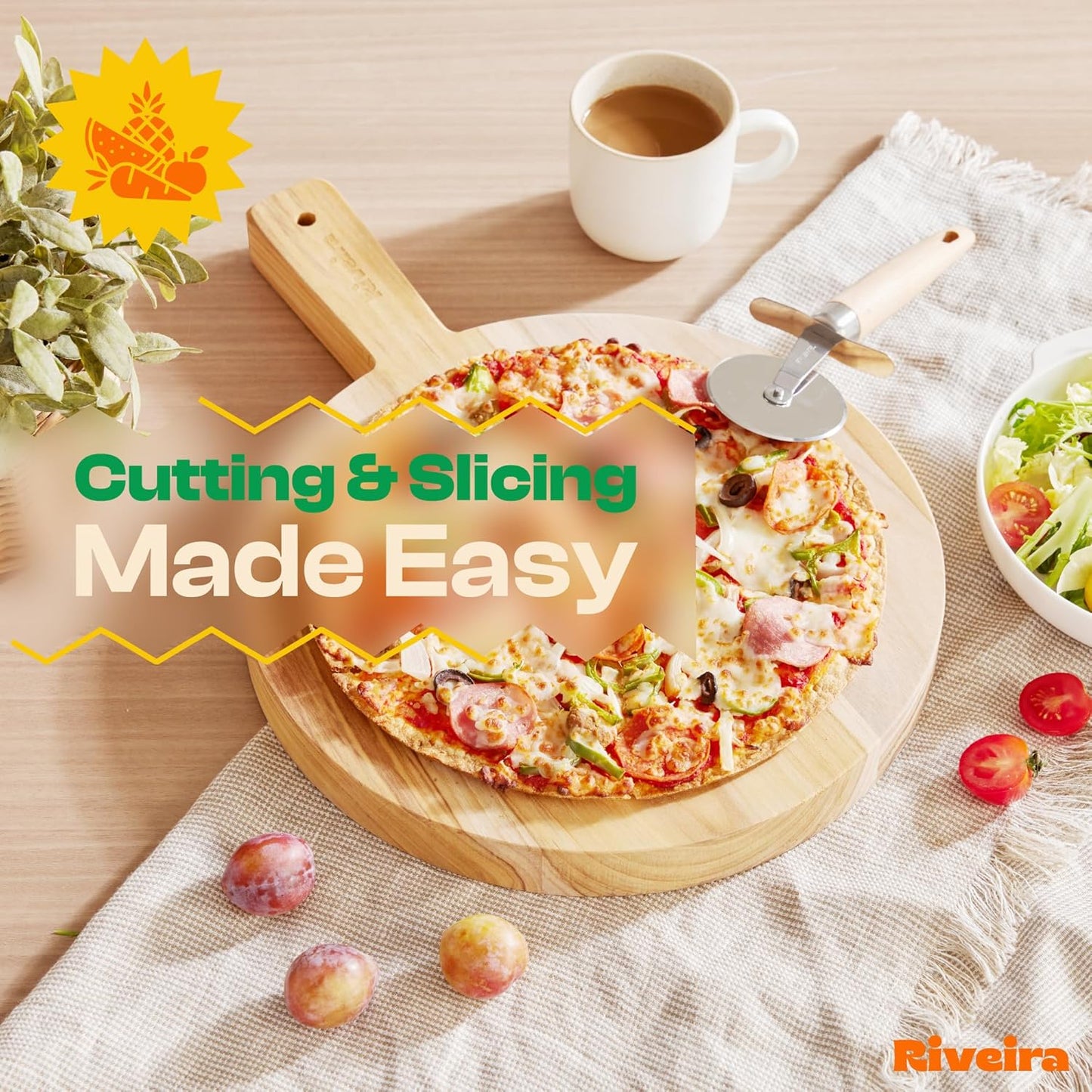 Riveira Teak Wood Cutting Board – Gourmet Teak Grandeur: 17 x 12 Wooden Cutting Board – Natural Wooden Cutting Boards For Kitchen Decorative – Innovative Juice Grooves Teak Wooden Chopping Board