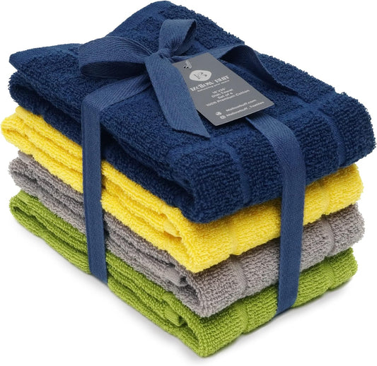 100% Cotton Terry Dish Towels, 4 Pack Solid, 16 x26 Inches, Super Soft and Absorbent Kitchen Towels, Perfect for Kitchen Cleaning and Dish Washing | Assorted
