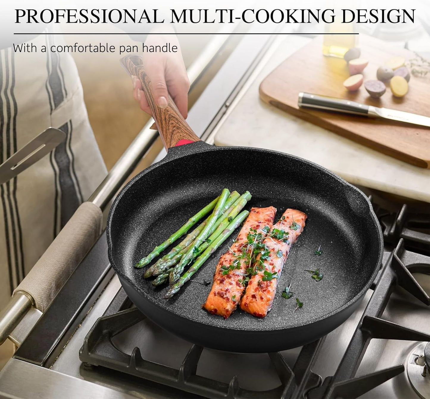 Vinchef 11" Non Stick Frying Pans, Skillet with Lid Used for All Stoves, Induction Non Toxic Cookware, Cooking Pans Nonstick Capable of Kitchen