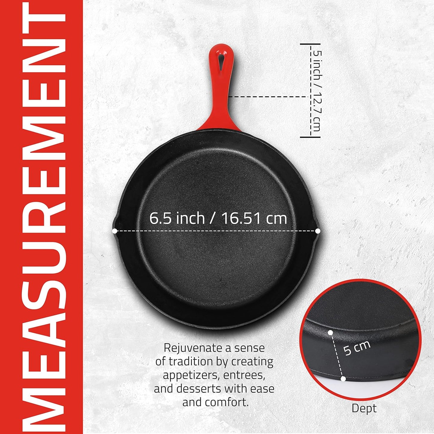 Utopia Kitchen Saute Frying Pan 6.5 Inch, Cast Iron Chefs Pan, Pre Seasoned Cast iron Skillet, Safe Grill Cookware for Indoor & Outdoor Use, Red
