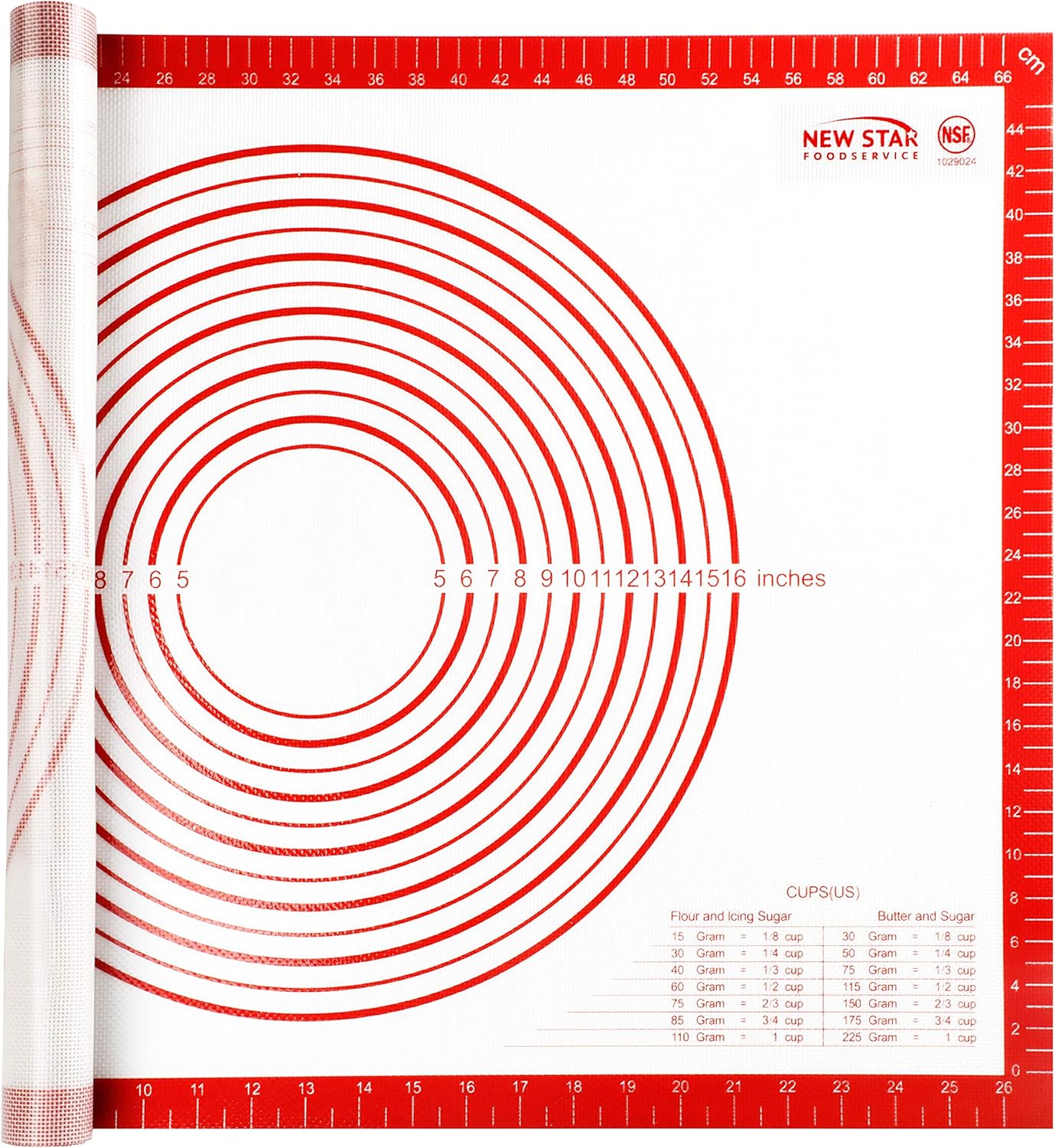 New Star 1029024 Non-Slip Silicone Pastry Mat, Extra Large with Measurements, 20x28'', NSF International Certified