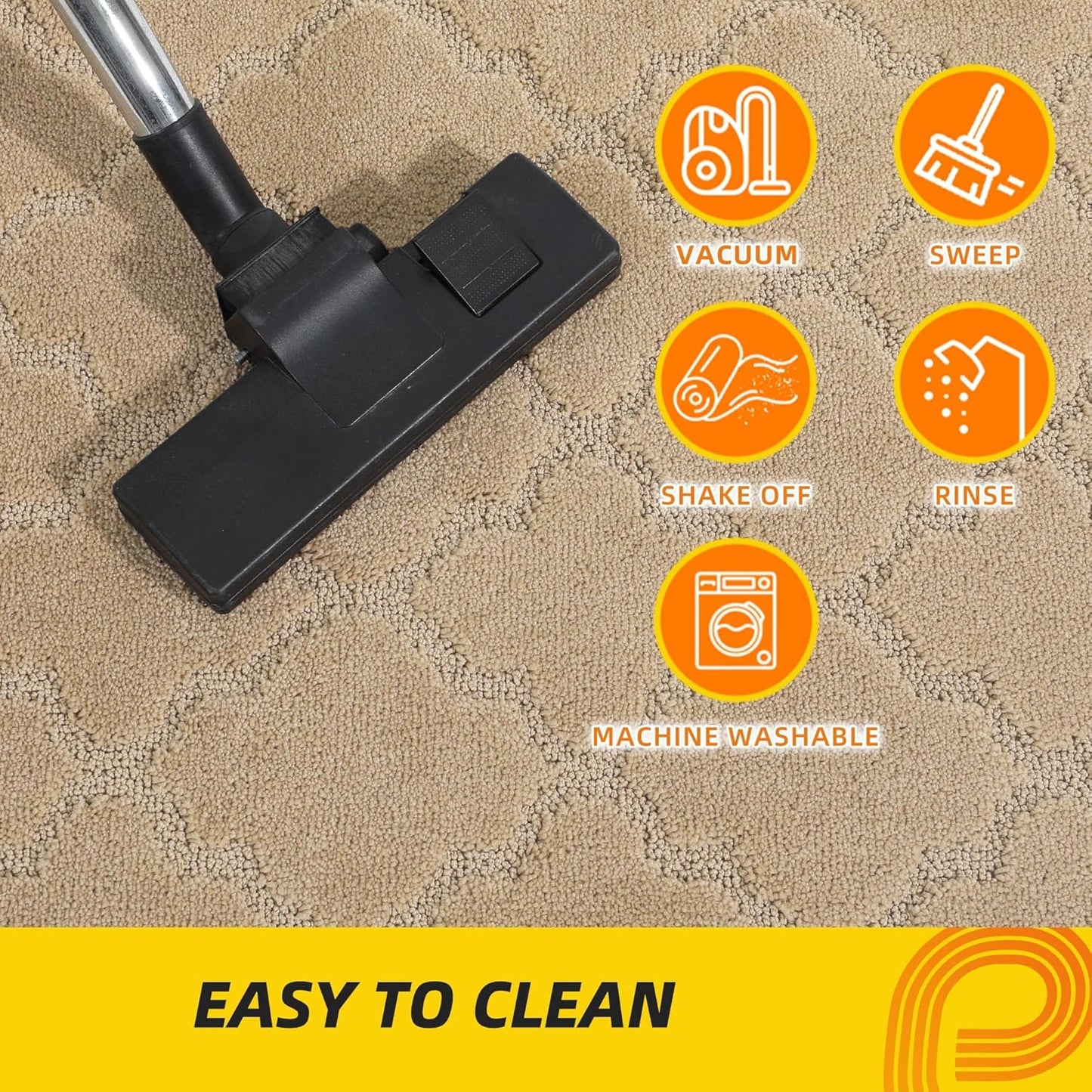 JSEI Kitchen Rugs, Non-Slip Kitchen Mats for Floor, Soft Washable Absorbent Kitchen Mats 2 Pieces, Kitchen Carpet Runner with TPR Backing, Polyester, 20”x32”+20”x48”, Beige