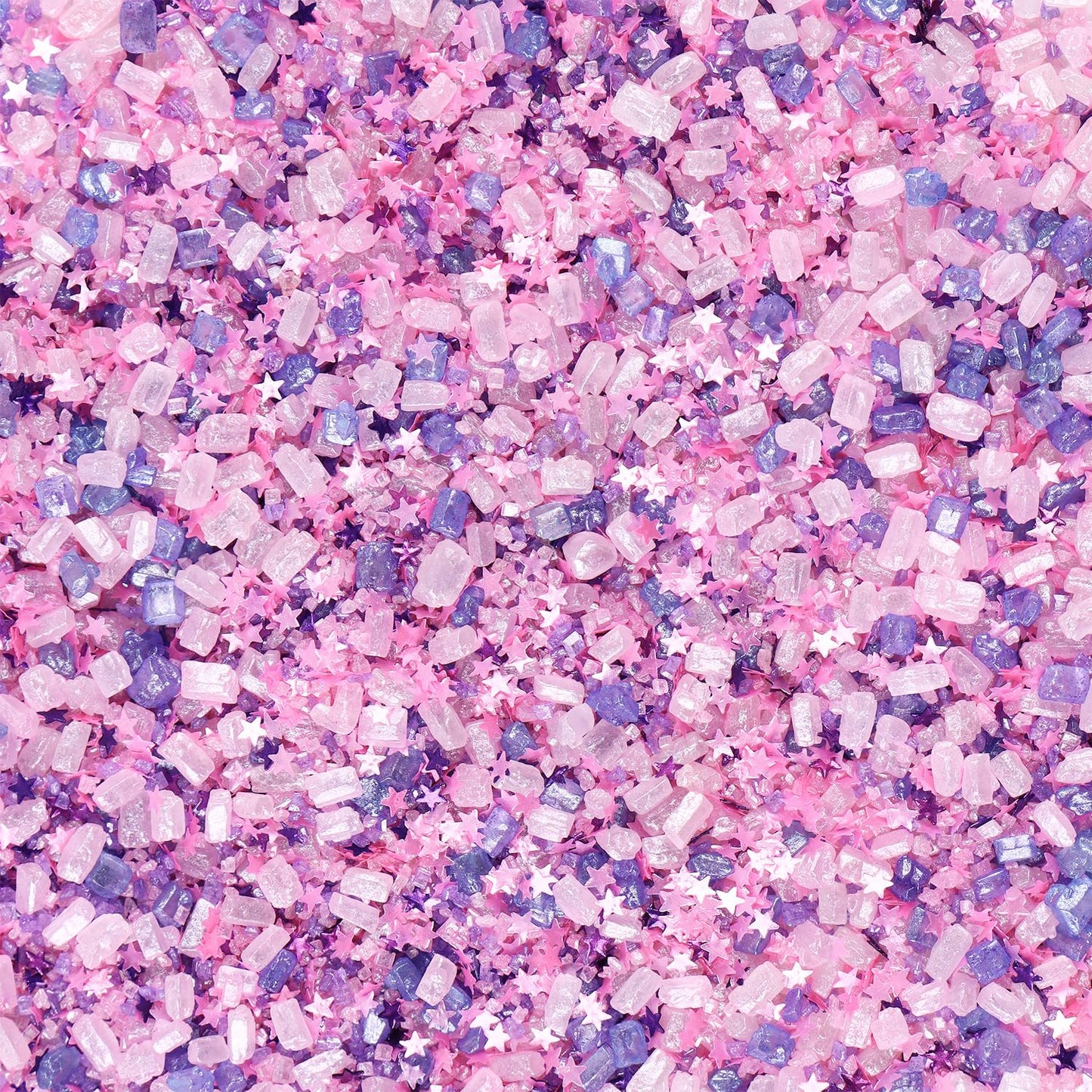Sanding Sugar Edible Pink Glitter Stars Mix, Edible Purple&Pink Sugar Sprinkles for Cake Decorating, Sparkling Edible Pink Sanding Sugar for Cupcake Toppers Cookie Decorations For Wedding Party Celebrations 3.5oz (Purple)