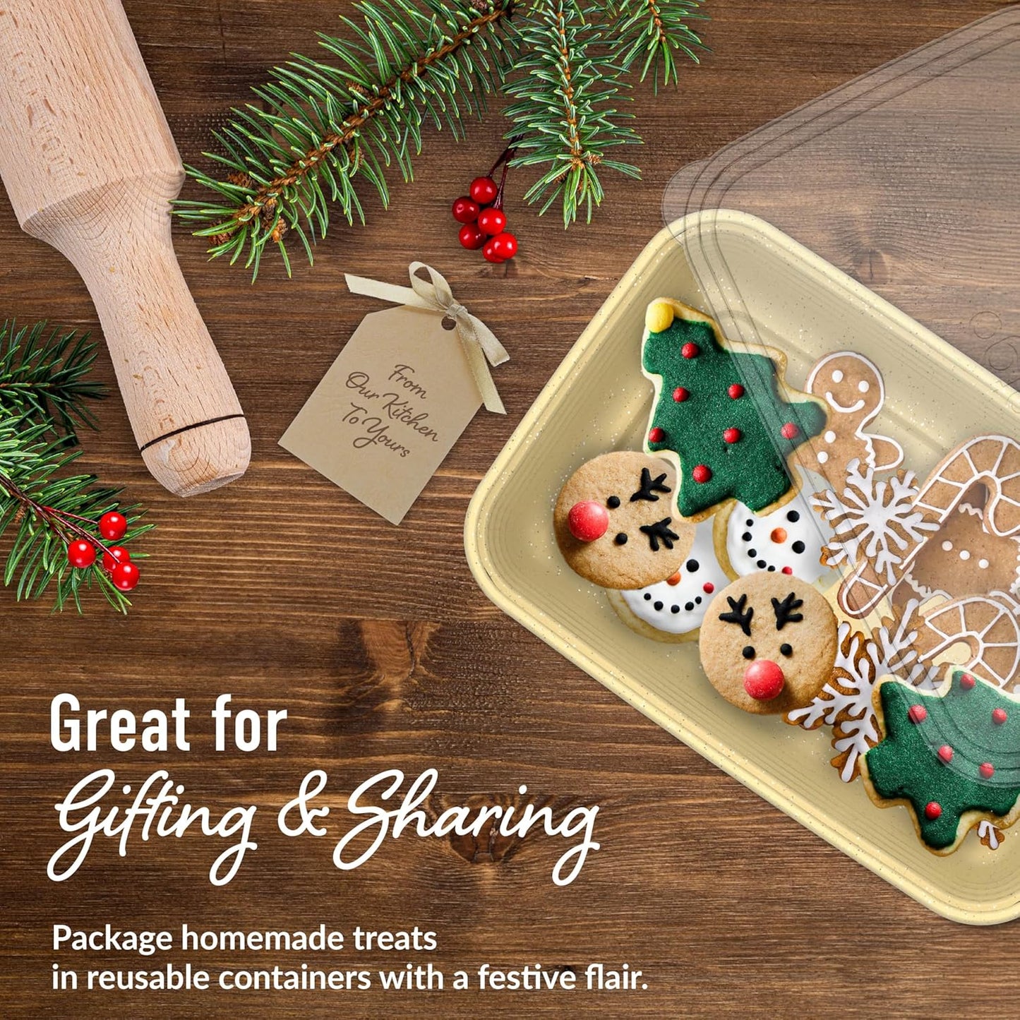 Bentgo Prep 60-Piece Holiday Food Storage Set - 1-Compartment Meal Prep Containers, 4-Cup Capacity, Reusable, Durable, PFAS & BPA-Free, Microwave/Freezer/Dishwasher Safe (Holiday Glitter Collection)