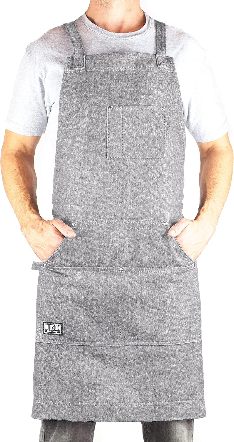 Hudson Durable Goods - Professional Grade Chef Apron for Kitchen, BBQ & Grill
