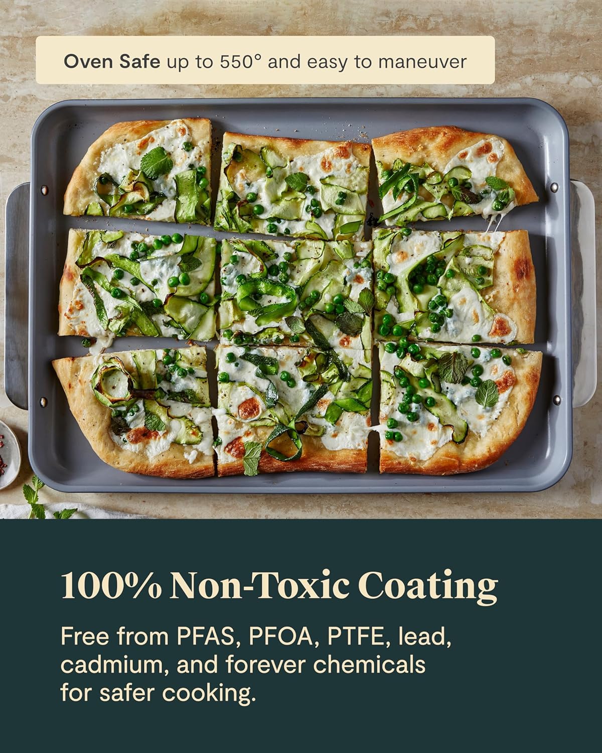 Caraway Non-Stick Ceramic Baking Sheet Duo - Naturally Slick Ceramic Coating - Non-Toxic, PTFE & PFOA Free - 18 x 13" Large & 15 x 10" Medium - Navy
