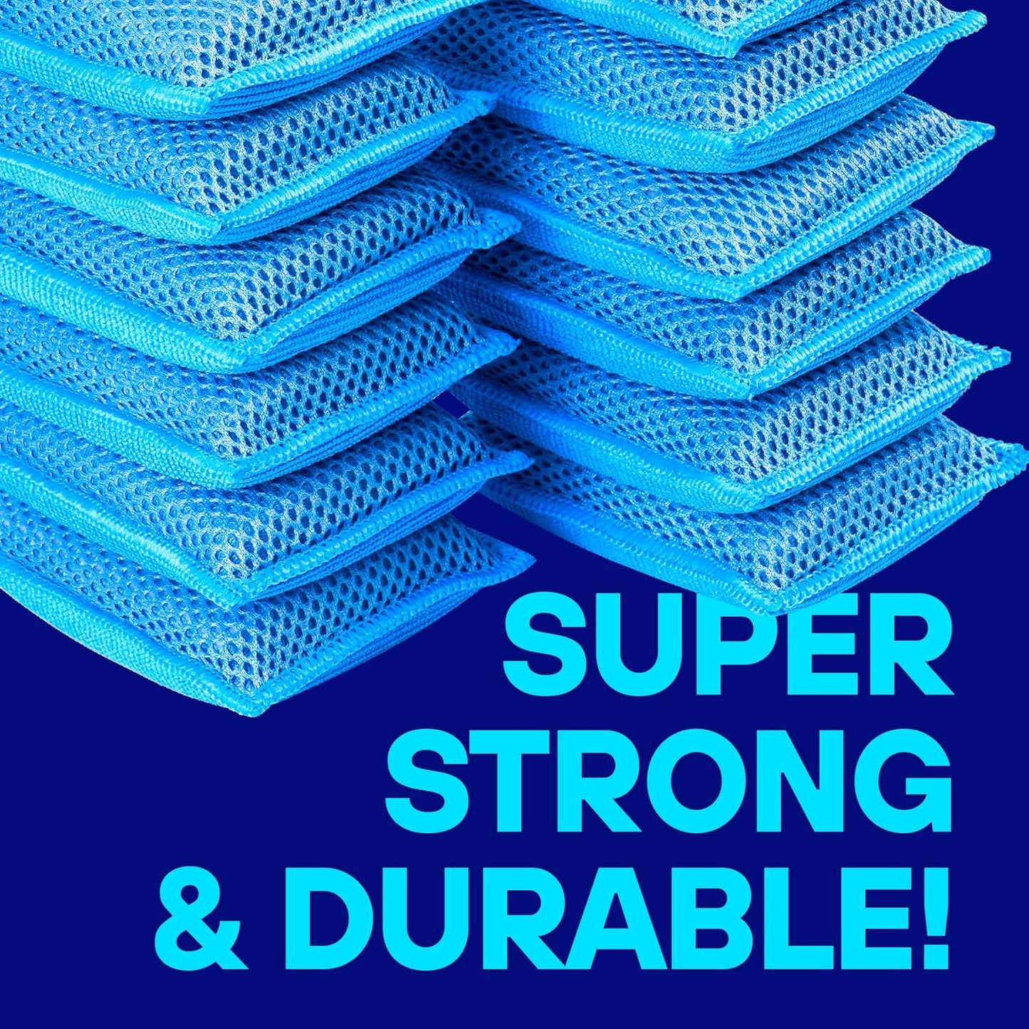 SCRUBIT Reusable Sponges for Dishes - 12 Pack Microfiber Sponges Kitchen Dish Scrubber, Machine Washable & Non-Scratch Scrubbers (Blue)