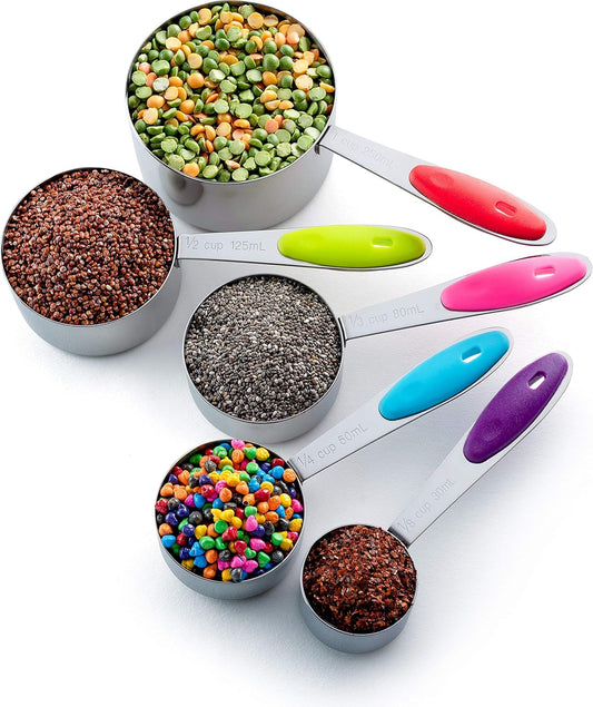 Bellemain Measuring Cups (Stainless Steel with Colored Handles, 5 piece)