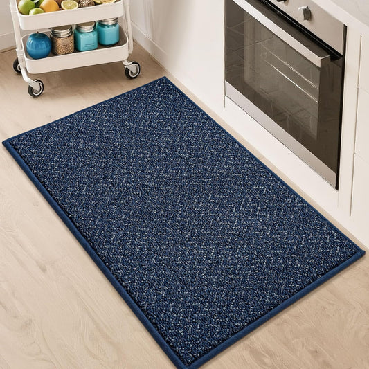 COSY HOMEER Kitchen Rugs 20"x32" Non-Slip Kitchen Mats for Floor Absorbent Stain Resistant Kitchen Floor Mat Machine Washable Rugs for Kitchen,Hallway,Sink,Navy Blue