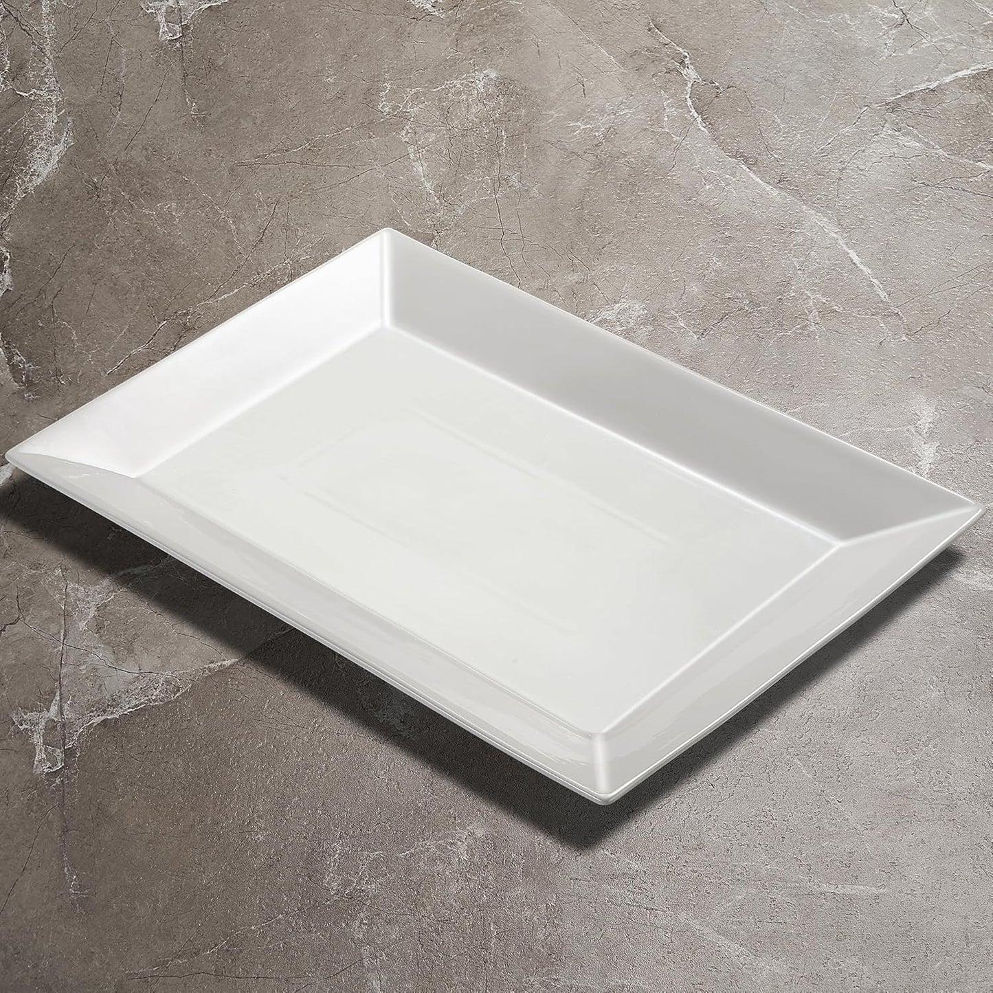 18" x 12" Large Serving Platters Set of 2, Porcelain Heavy-Duty Large Serving Trays, White Rectangular Plates for Turkey, Food, Fruit, Party, Wedding, Christmas, Chip and Scratch Resistant
