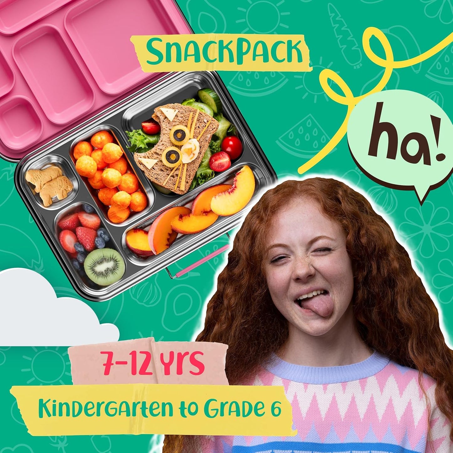 Stainless Steel Bento Box Kids, Kids Metal Bento Lunch Box BPA Free Lunch Box Containers 304 Stainless Steel Bento Box for School and Office(Pink)