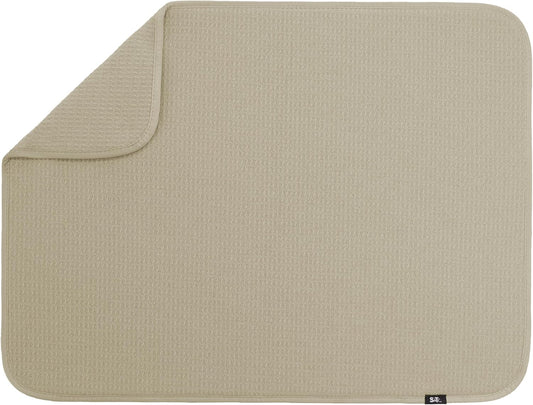 S&T INC. Dish Drying Mat XL, 18” x 24”, Absorbent Microfiber Kitchen Counter Mat, Dish Drying Pad for Dishes, Utensils, Pots and Pans, Extra Large, Pure Cashmere