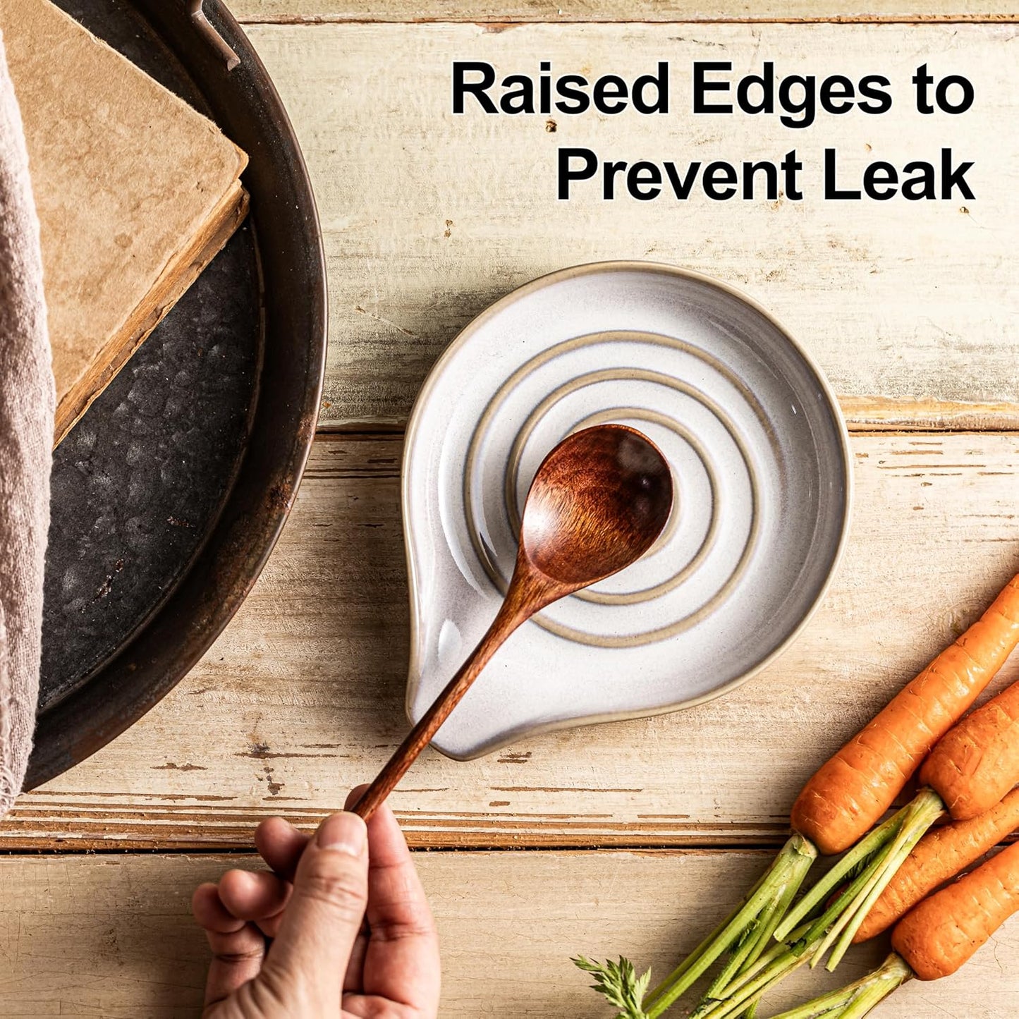 Ceramic Spoon Rest for Stove Top, Large Spoon Holder for Kitchen Counter, Heat-Resistant & Easy to Clean, Non-Stick Spatula Holder for Cooking, Coffee Spoon, Kitchen Decor, White