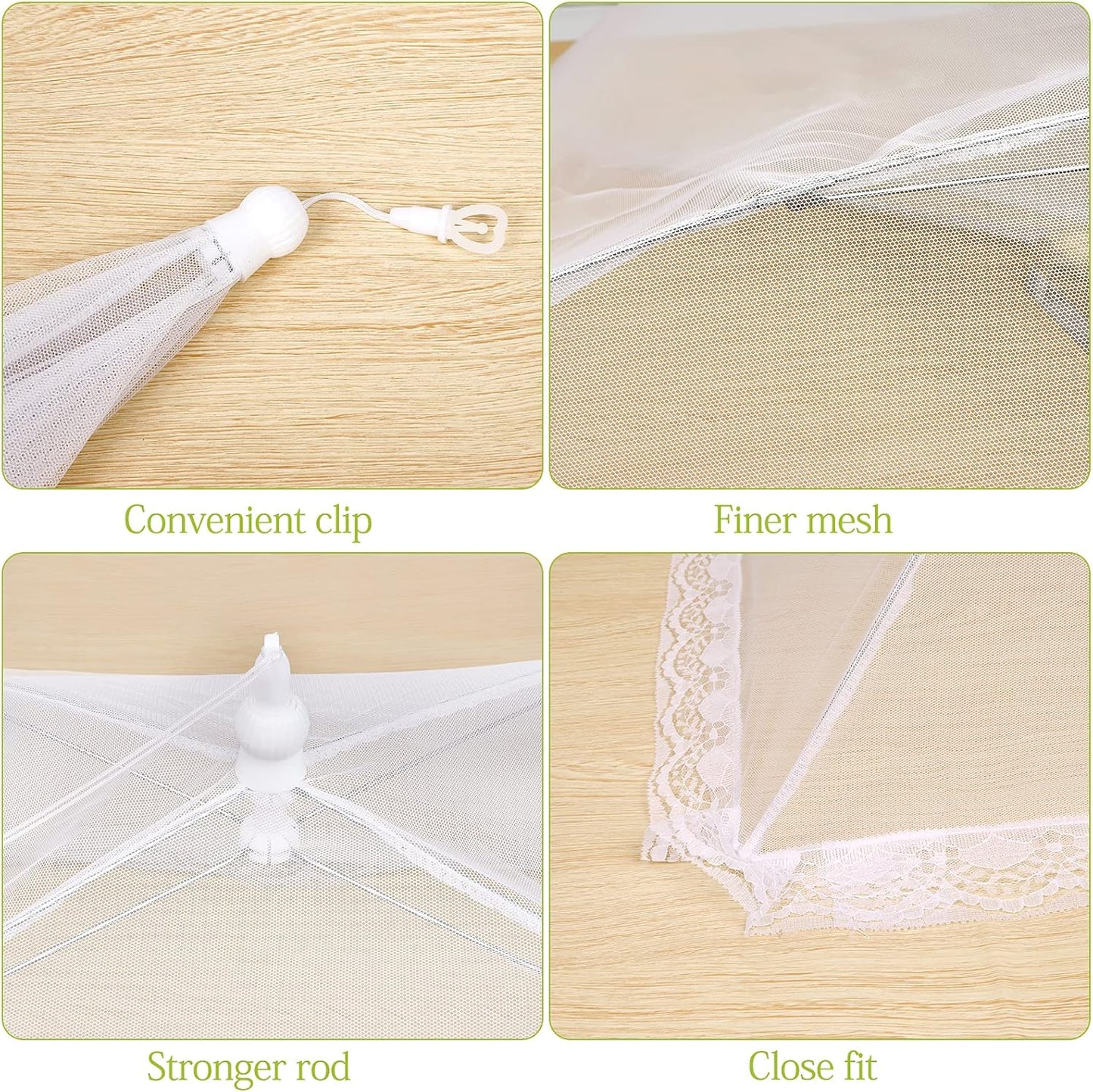 Food Cover Food Tent Set, 2 Extra Large 40"X24" and 6 Standard 17"X17" Mesh Food Covers for Outside, 8 Pack Collapsible, Reusable Pop-Up Umbrella Food Nets for Picnics, Outdoor Camping, Parties, BBQ