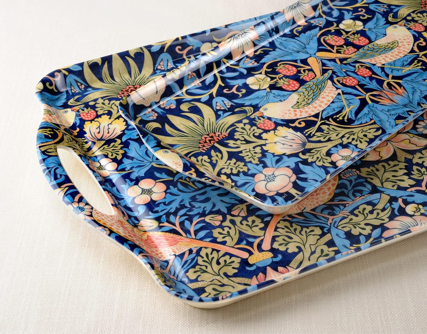 Pimpernel Morris & Co Strawberry Thief Blue Tray with Handles - Decorative Melamine Serving Tray for Afternoon Tea, Coffee Table Display, Garden Party Entertaining, Charcuterie Board, Gifting