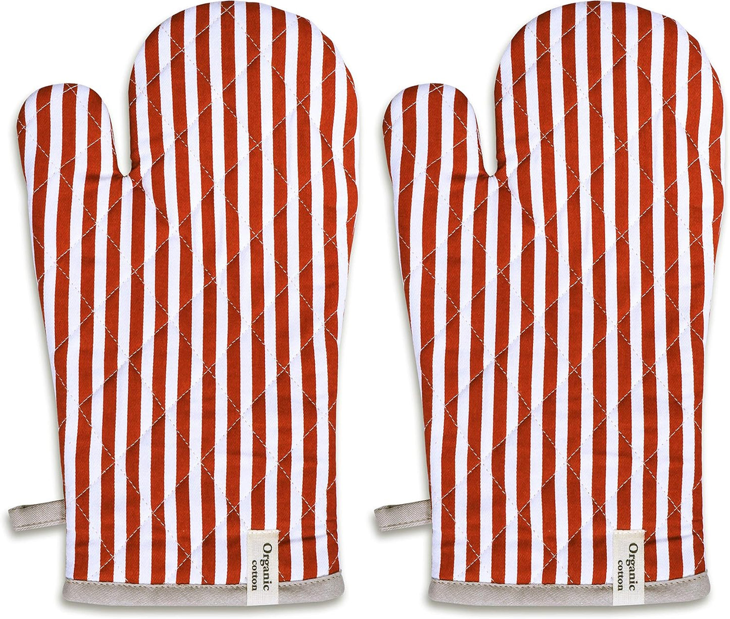 AMOUR INFINI Cotton Oven Mitts Set of 1 with Hanging Loop Non-Slip, Heat Resistant, Reusable Oven Mitt for Baking Cooking Kitchen Easter Oven Gloves (Rust)