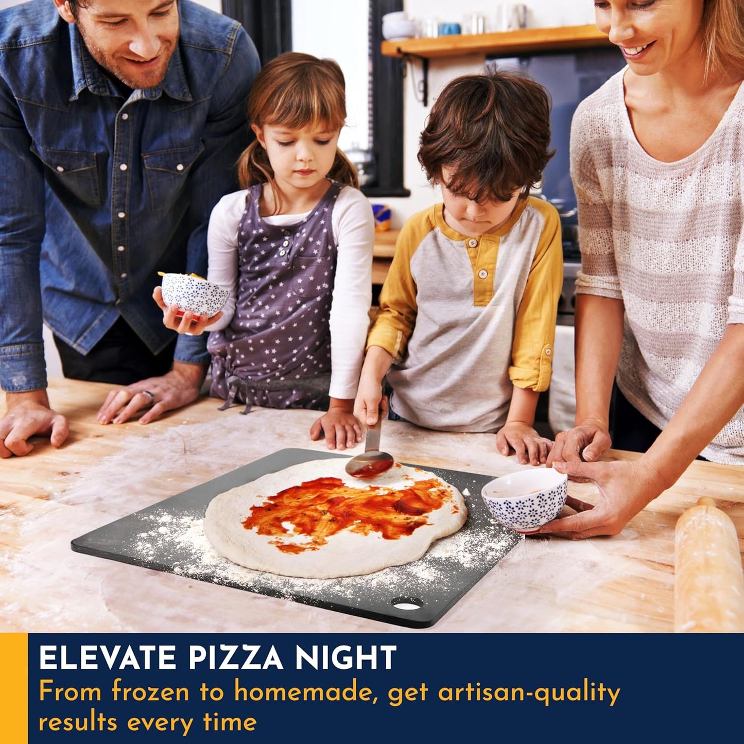 Loftern 14" x 16" Pizza Steel - Heavy-Duty Carbon Steel Baking Plate for Oven, Grill & Pizza Oven - Pro Pizza Stone for Bread, Sourdough, and Crisp Crust Perfection