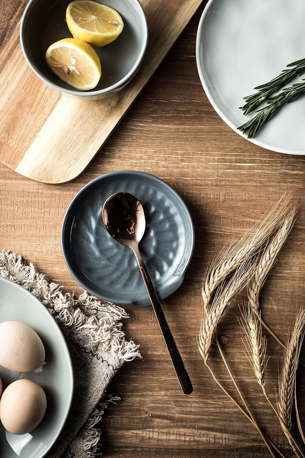 Spoon Rest for Stove Top, Cooking Spoon Holder for Kitchen Counter, Modern Farmhouse Decor Utensil Rest for Spoons, Ladles Tongs Spatula, Dark Gray