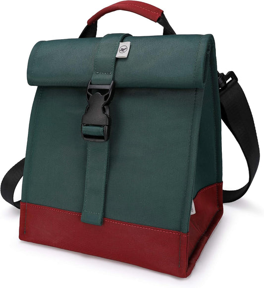 SUNNY BIRD Insulated Lunch Bag Rolltop Lunch Box Tote Lunchbox Bag for Women, Men, Adults and Teens (Green)