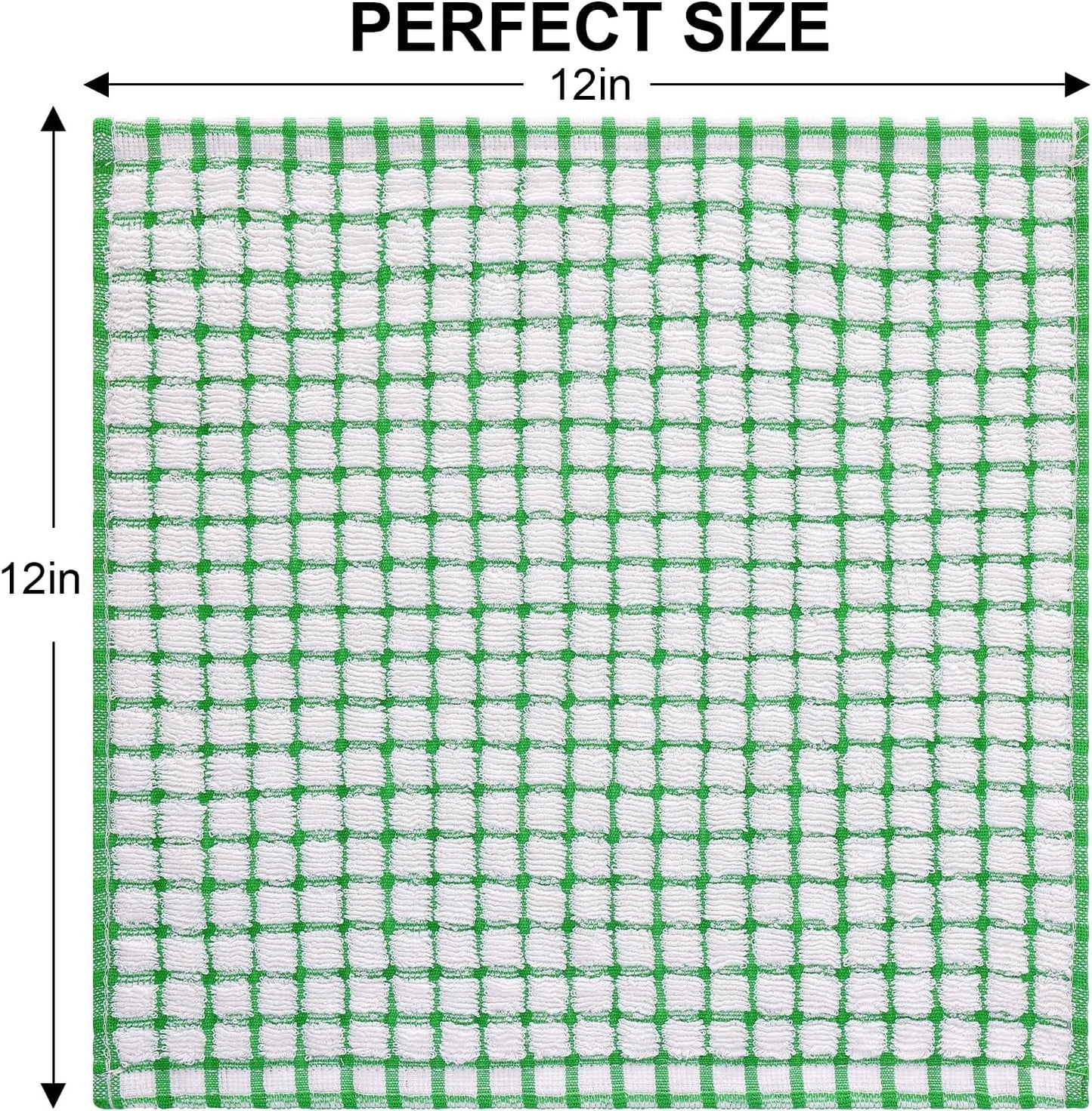 Kitinjoy Cotton 8 Pack Terry Kitchen Dish Cloths, 12 x 12 Inches Super Soft and Absorbent Dish Rags, Quick Drying Dish Towels for Washing Dishes, Mixed Color