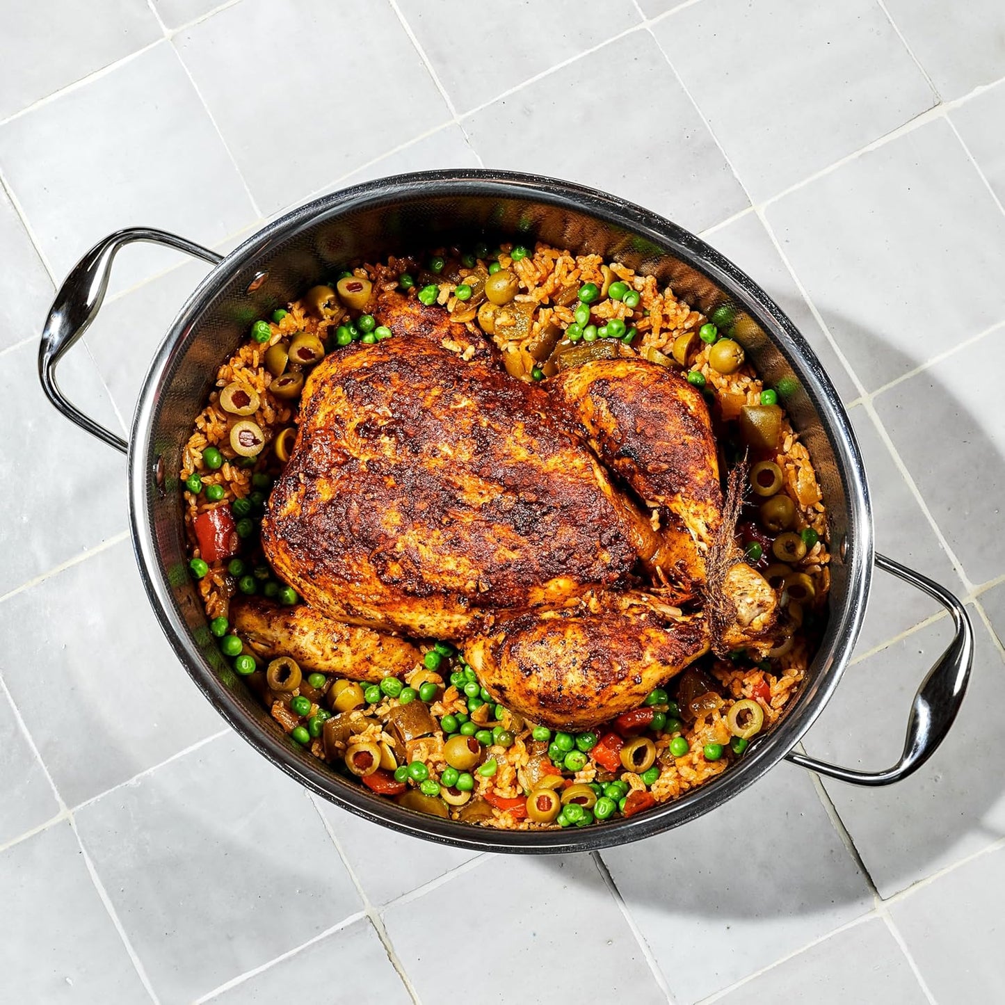HexClad Hybrid Nonstick 6.5-Quart Oval Dutch Oven with Stainless Steel Lid, Stay-Cool Handles, Dishwasher-Friendly, Oven-Safe Up to 900°F, Induction Ready, Compatible with All Cooktops