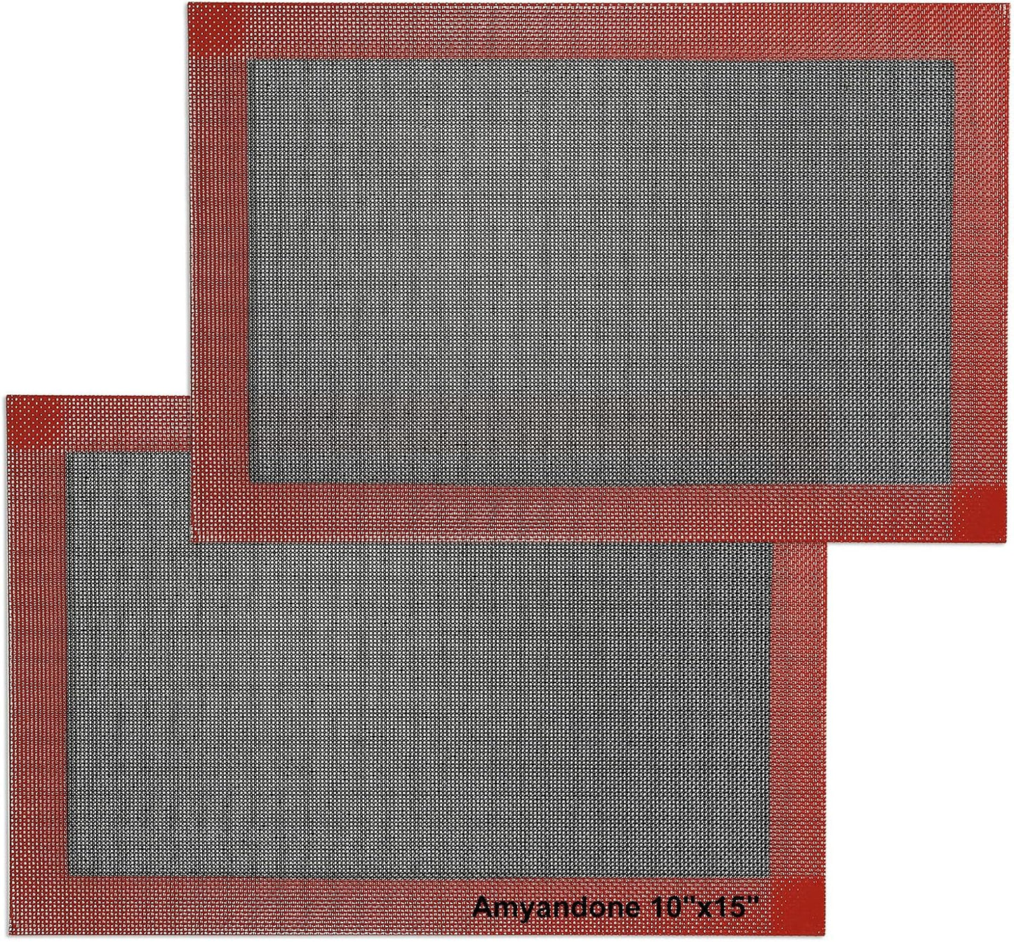 Perforated Silicone Baking Mat for Jelly Roll Pan, Non-Stick Eclair Baking Mat for 10 x 15-inch Tray Pan, 2 Pcs Mesh Cookie Sheet Liner for Homemade Bread, Sugar Cookie and Pastry