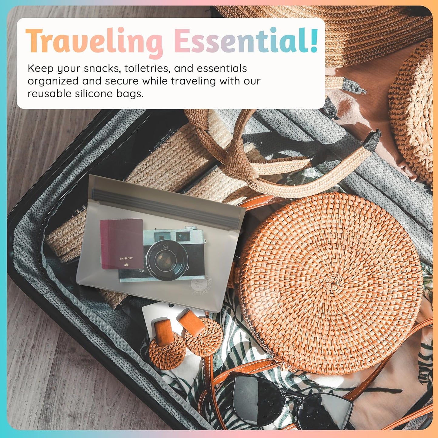 Reusable Silicone Food Storage Bags – 21-Pack Stand-Up, BPA-Free, Freezer, Dishwasher Safe & Eco-Friendly – 4 Gal, 6 L, 7 M, 3 S + Rack – Airtight Leakproof Sandwich, Snack, and Meal Prep Bags (Grey)