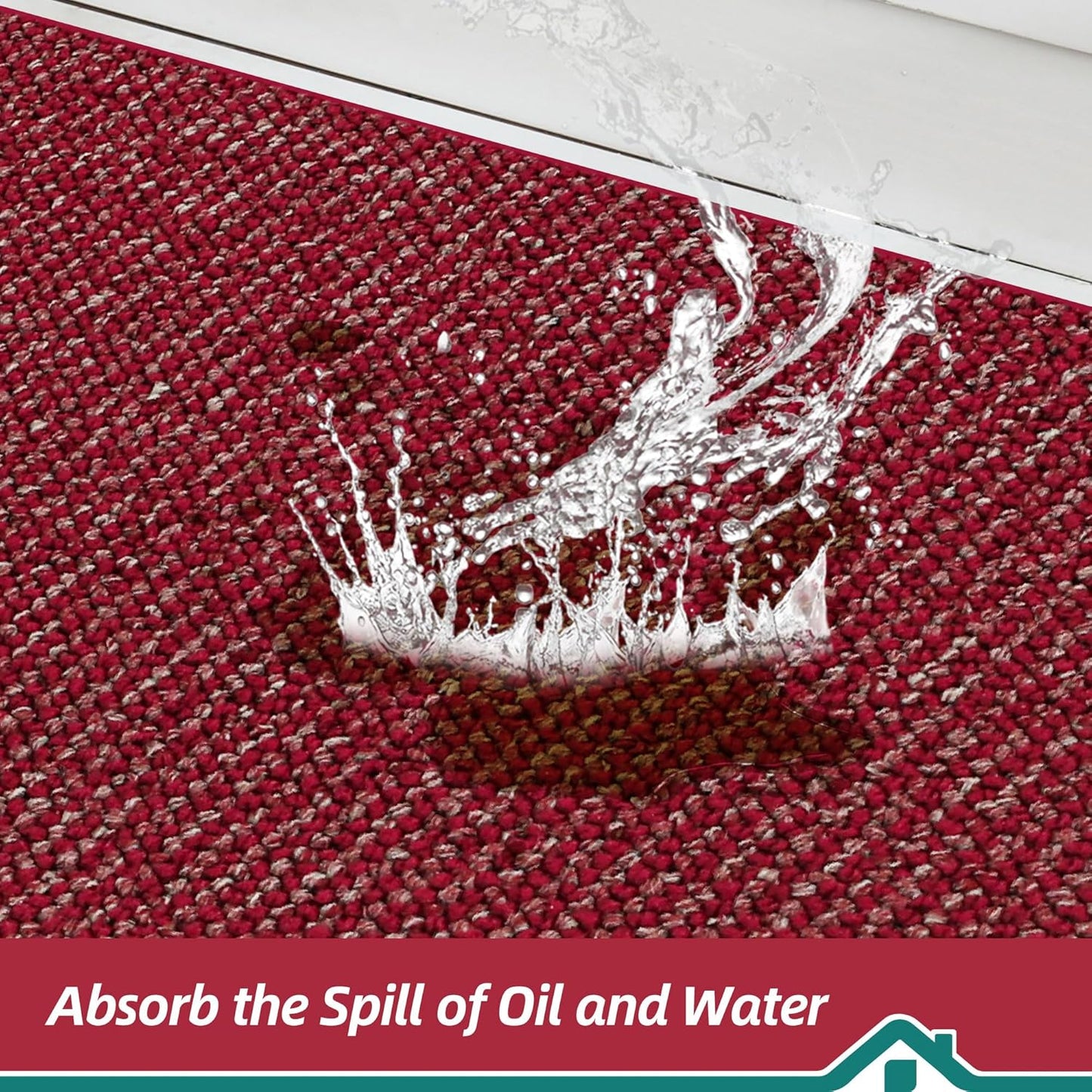 BEQHAUSE Kitchen Rugs 32"x48", Non-Slip Kitchen Mats for Floor, Super Absorbent and Stain Resistant Kitchen Rugs, Machine Washable Rugs for Kitchen, Hallway, Laundry & Sink, Red