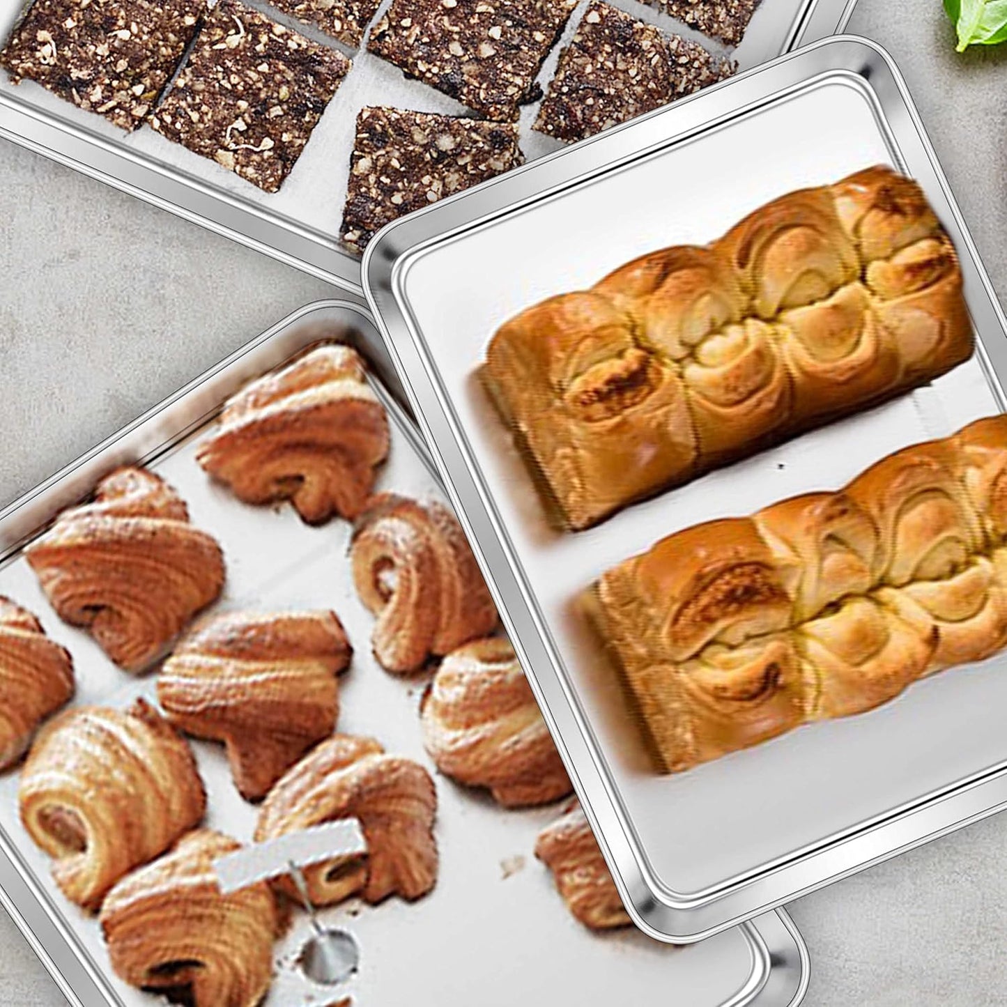 Homikit Baking Cookie Sheet Set of 2, Stainless Steel Cooking Sheets Pan Tray for Oven, 20 x 14 Large Metal Half Sheet for Cooking Baking, Rustproof & Heavy Duty, Mirror Finish & Dishwasher Safe