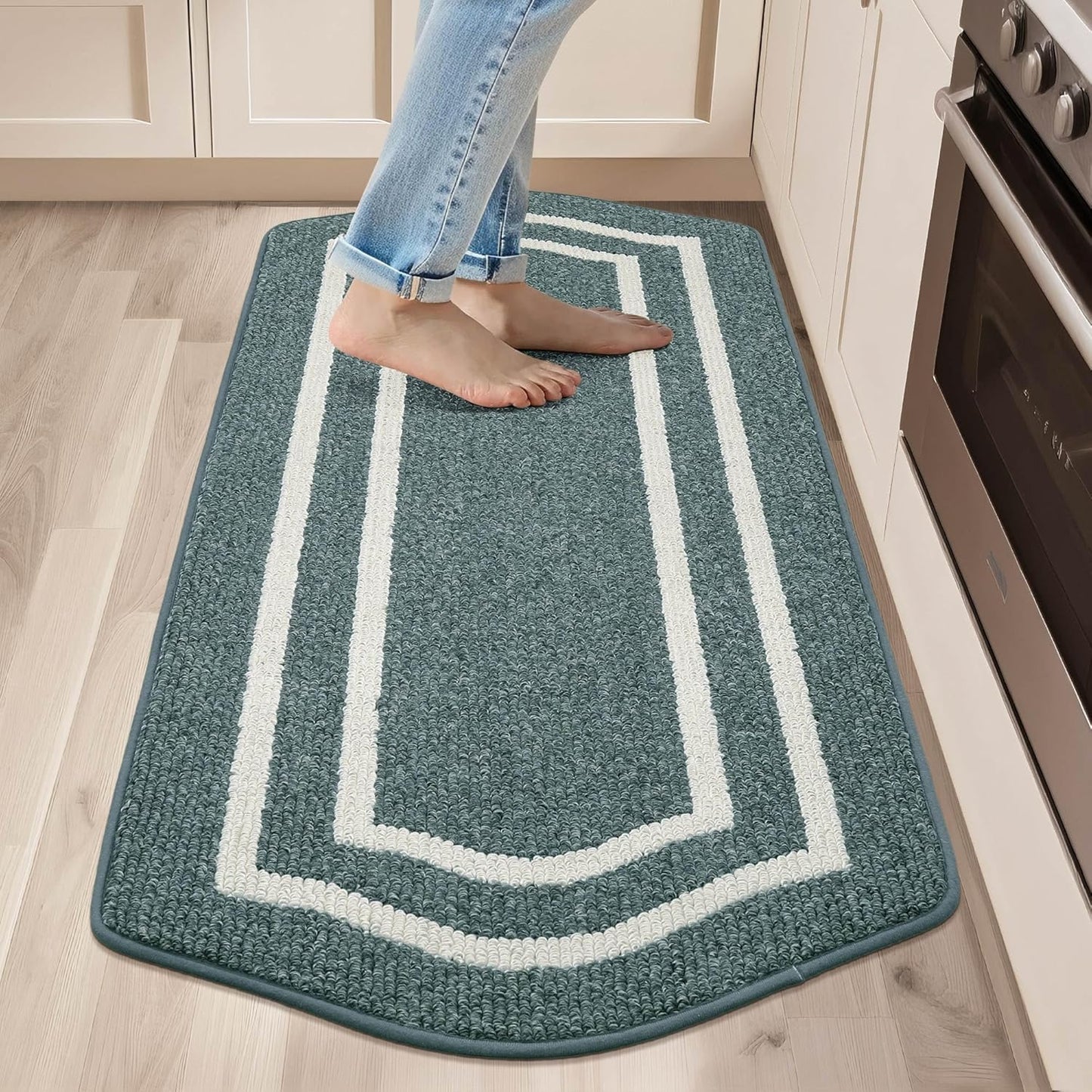 COSY HOMEER Kitchen Rugs and Mats 24"x48" Non Slip Kitchen Mats for Floor Washable Kitchen Runner Rug Stain Resistant Standing Mat for Kitchen,Sink,Polypropylene,Lake Blue