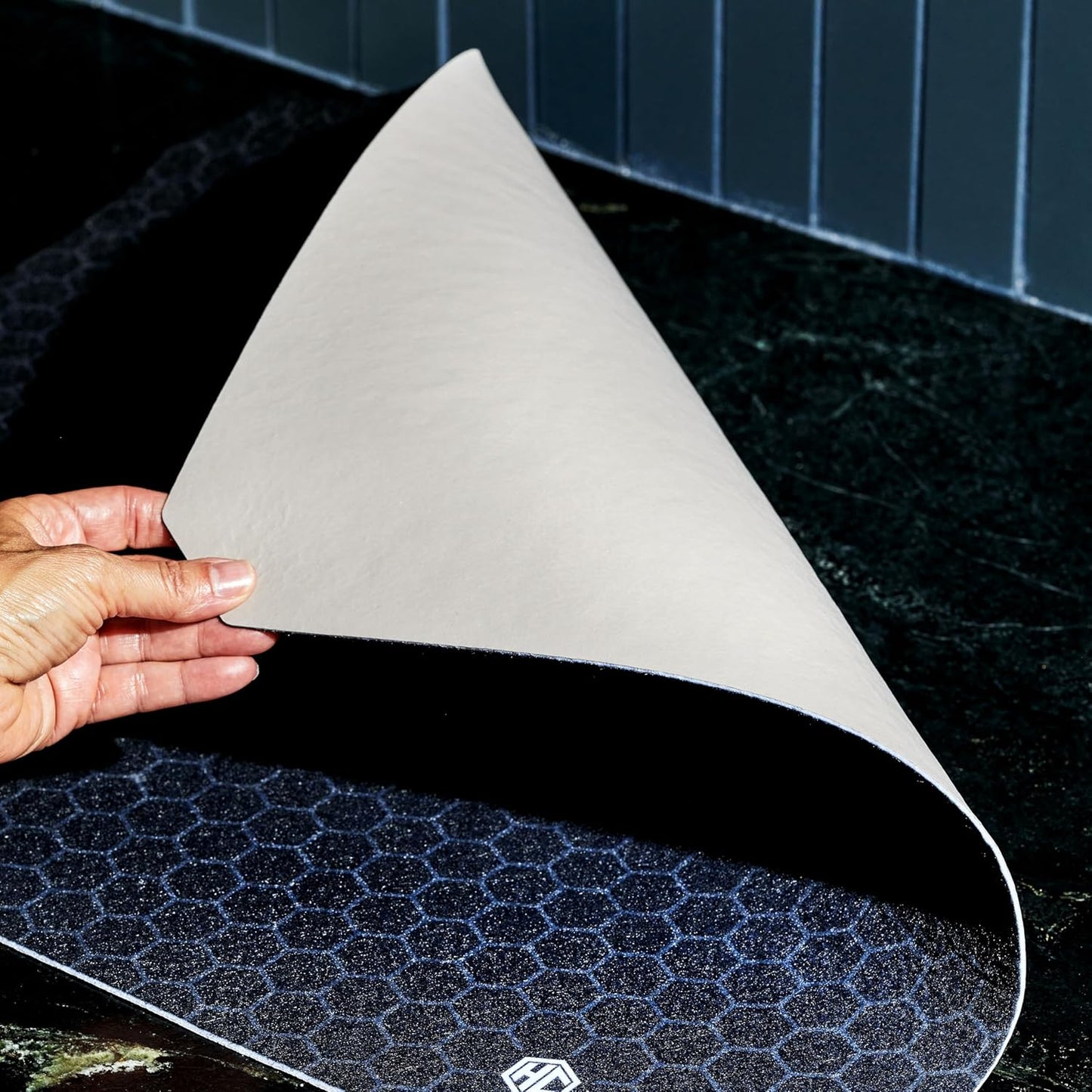 HexClad 2-Piece Dish Drying Mat Set Made of Absorbent Fabric that Holds up to 8oz of Liquid, Ultra-Thin Design for Fast Drying, Waterproof and Non-Slip Backing, Cut for a Universal Fit that Won’t Fray