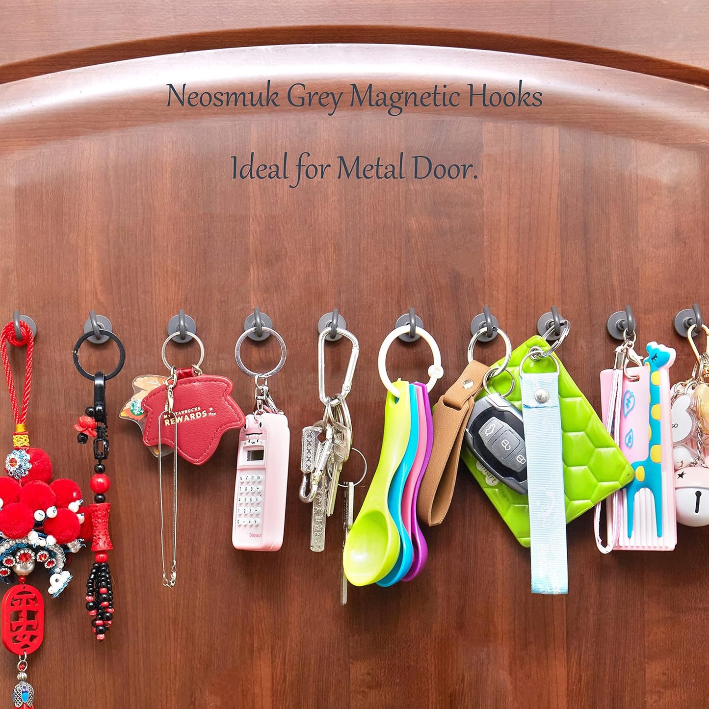 Neosmuk Magnetic Hooks,30lb+ Heavy Duty Earth Magnets with Hook for Refrigerator, Extra Strong Cruise Hook for Hanging, Magnetic Hanger for Cabins, Grill (Gunmetal, 10 Pack)