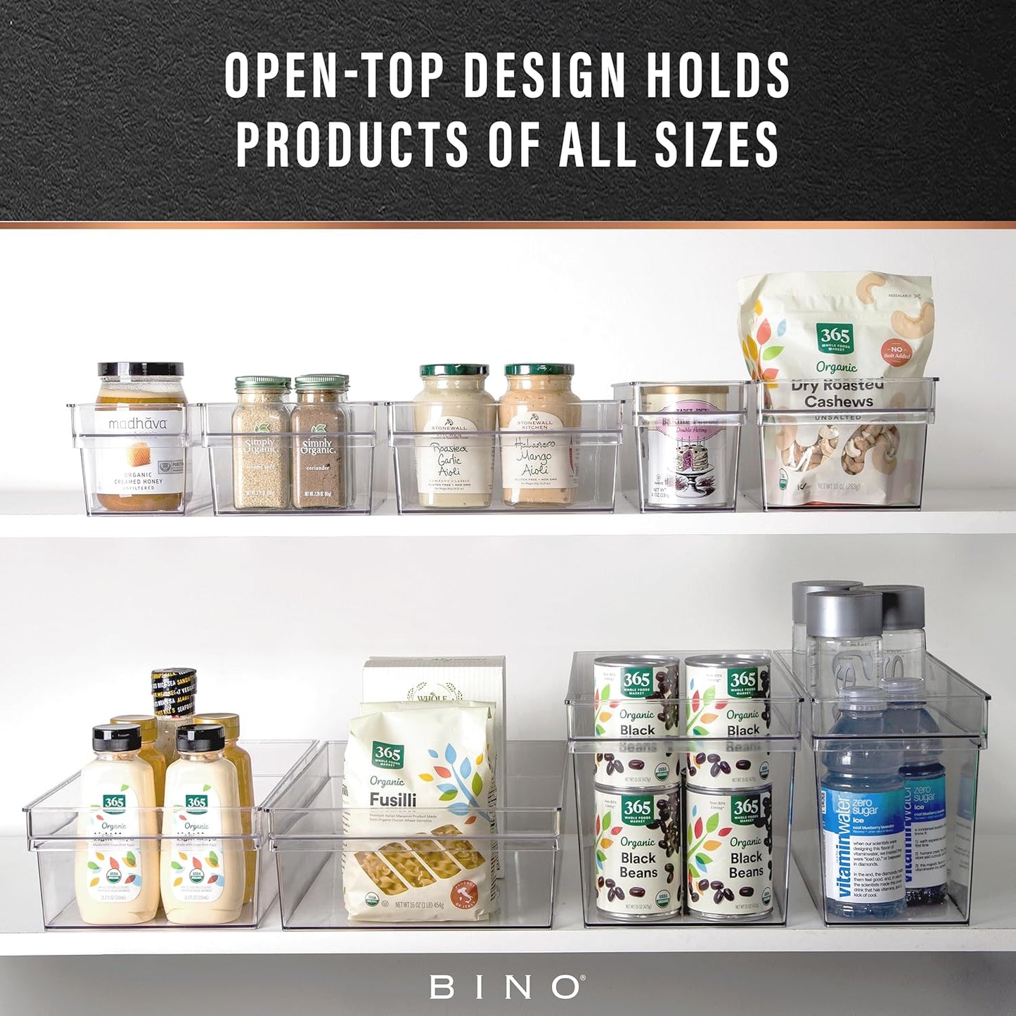 BINO | Plastic Storage Bins, Medium - Deep | THE HANDLER COLLECTION | Multipurpose Organizer Bins | Kitchen Pantry Organizers and Storage | Clear Containers for Organizing Home | Freezer Organizer