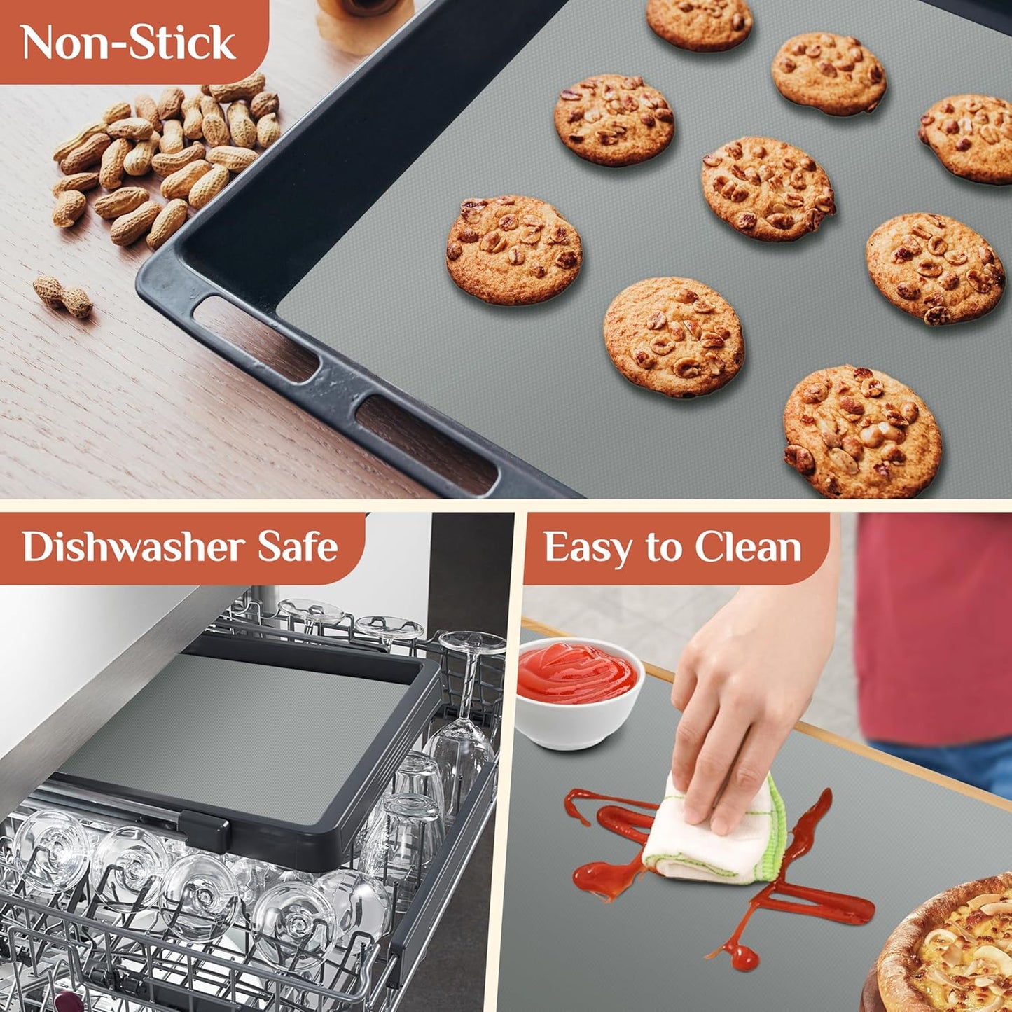 Silicone Baking Mat, 20 IN x 6 FT Free Cutting Baking Sheet,Non-Stick Reusable Dough & Pastry Mat,Non-Slip Silicone Mat Roll for Air Fryer Liner,Freeze Dryer,Oven Baking Pan,Kitchen Counter