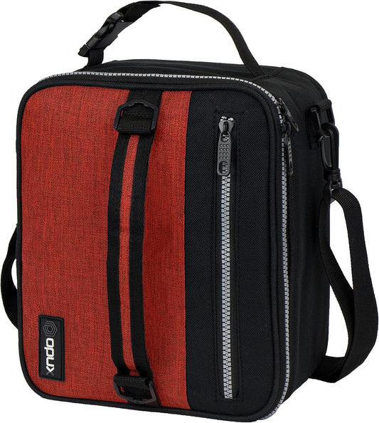 opux Insulated Lunch Box for Men Women Adult, Compact Lunch Bag for Kids Boy Girl Teen, Soft Lunch Cooler Bag for Work School, Leakproof Lunchbox Lunch Pail with Clip-on Buckle, Heather Red