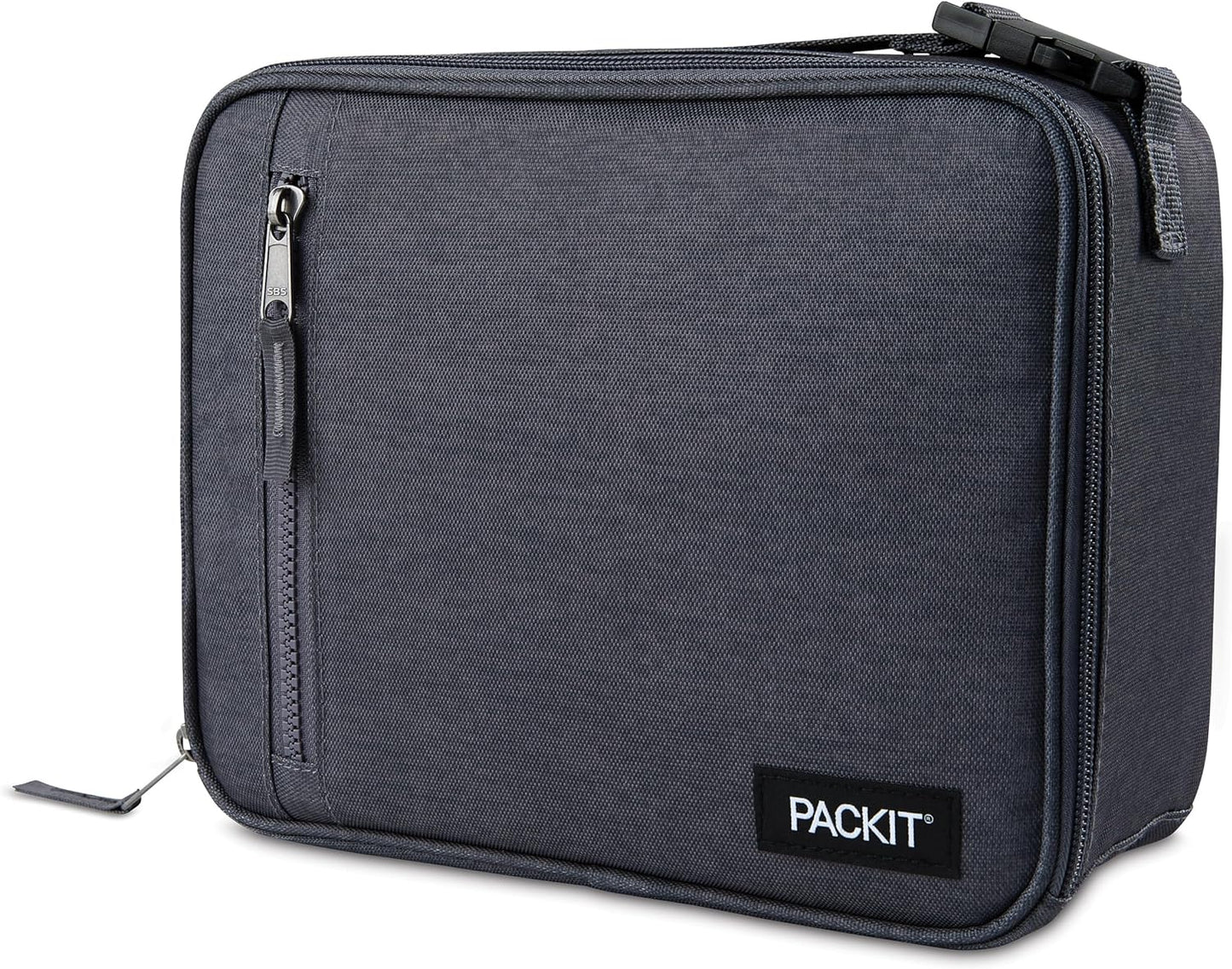 PackIt Freezable Classic Lunch Box, City Charcoal, Built with EcoFreeze® Technology, Collapsible, Reusable, Zip Closure With Front Pocket and Buckle Handle, For Work Lunch
