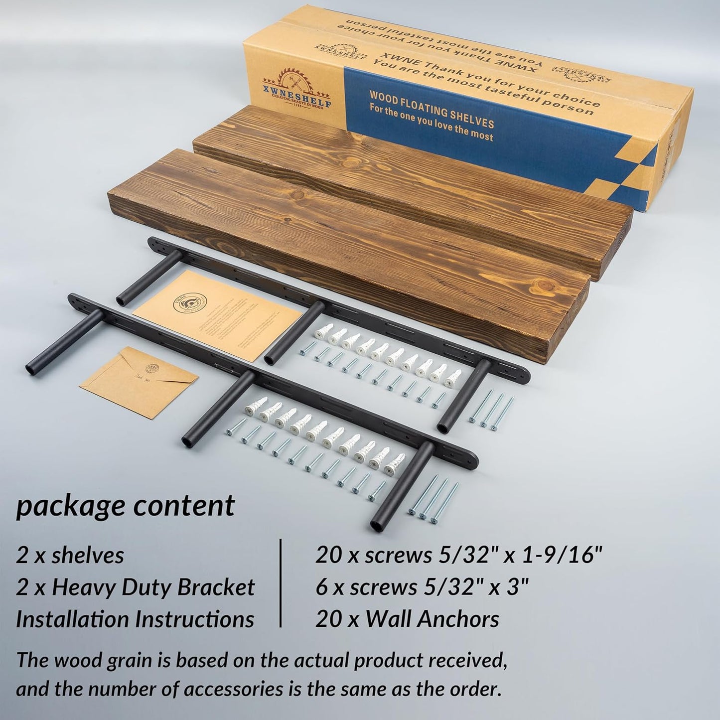 Distressed Floating Shelves 36 inch Long Set of 2,8 inch deep Solid Wood Wall Mounted Shelves for Living Room Kitchen,Book Shelf for Wall with Hidden Bracket- Distressed Black Walnut