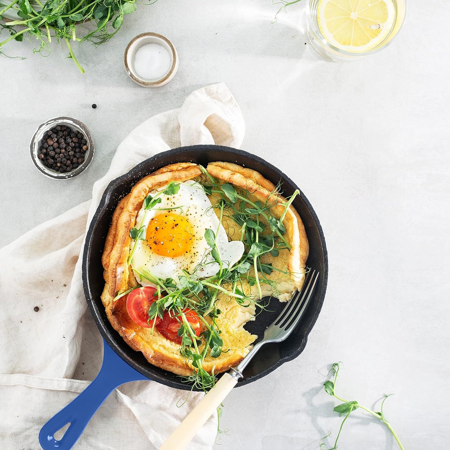 Utopia Kitchen Skillet 6.5 Inch, Cast Iron Chefs Pan, Pre Seasoned Skillet, Safe Grill Cookware for Indoor & Outdoor Use, Blue