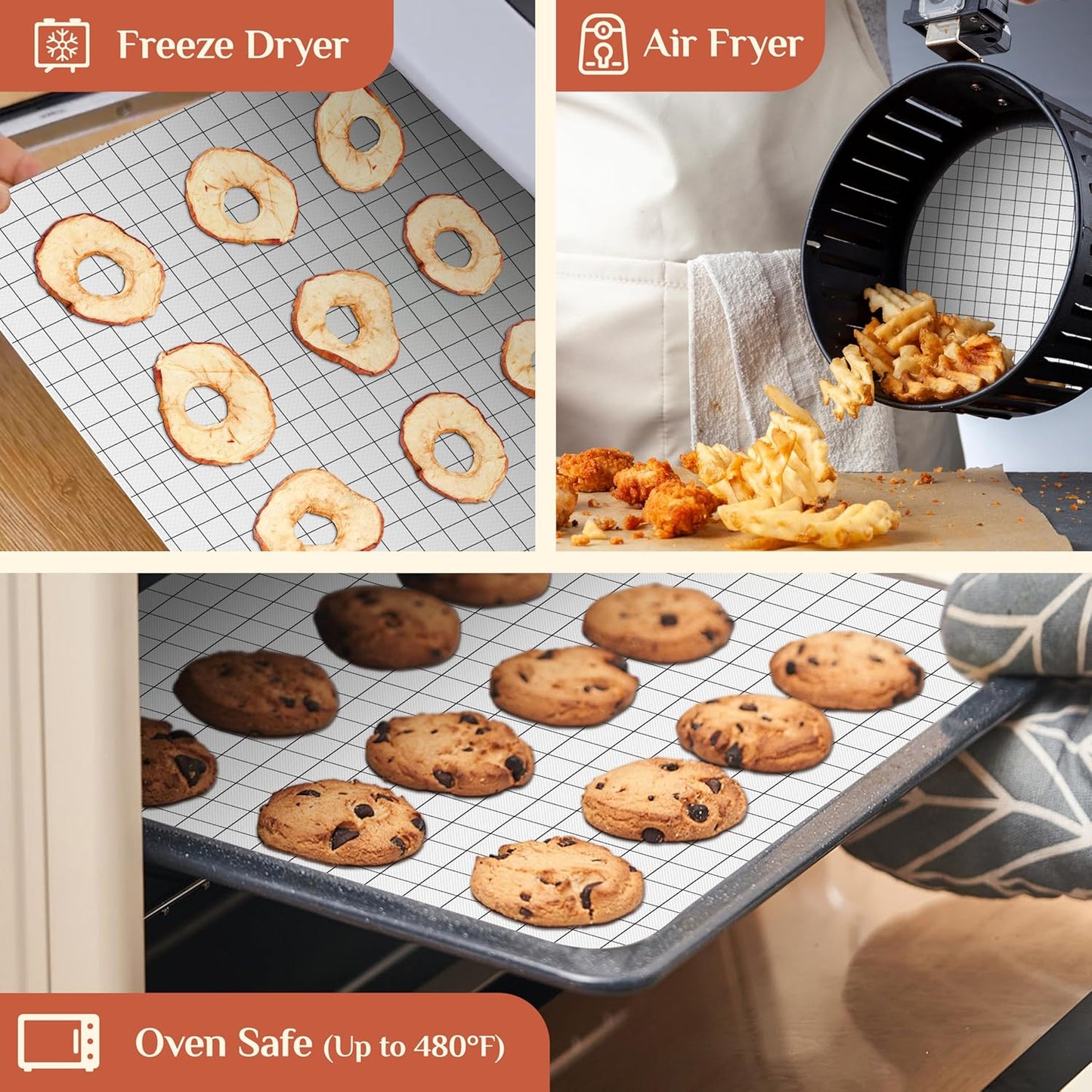 Silicone Baking Mat, 12 IN x 10 FT Free Cutting Baking Sheet,Non-Stick Reusable Dough & Pastry Mat,Non-Slip Silicone Mat Roll for Air Fryer Liner,Freeze Dryer,Oven Baking Pan,Kitchen Counter