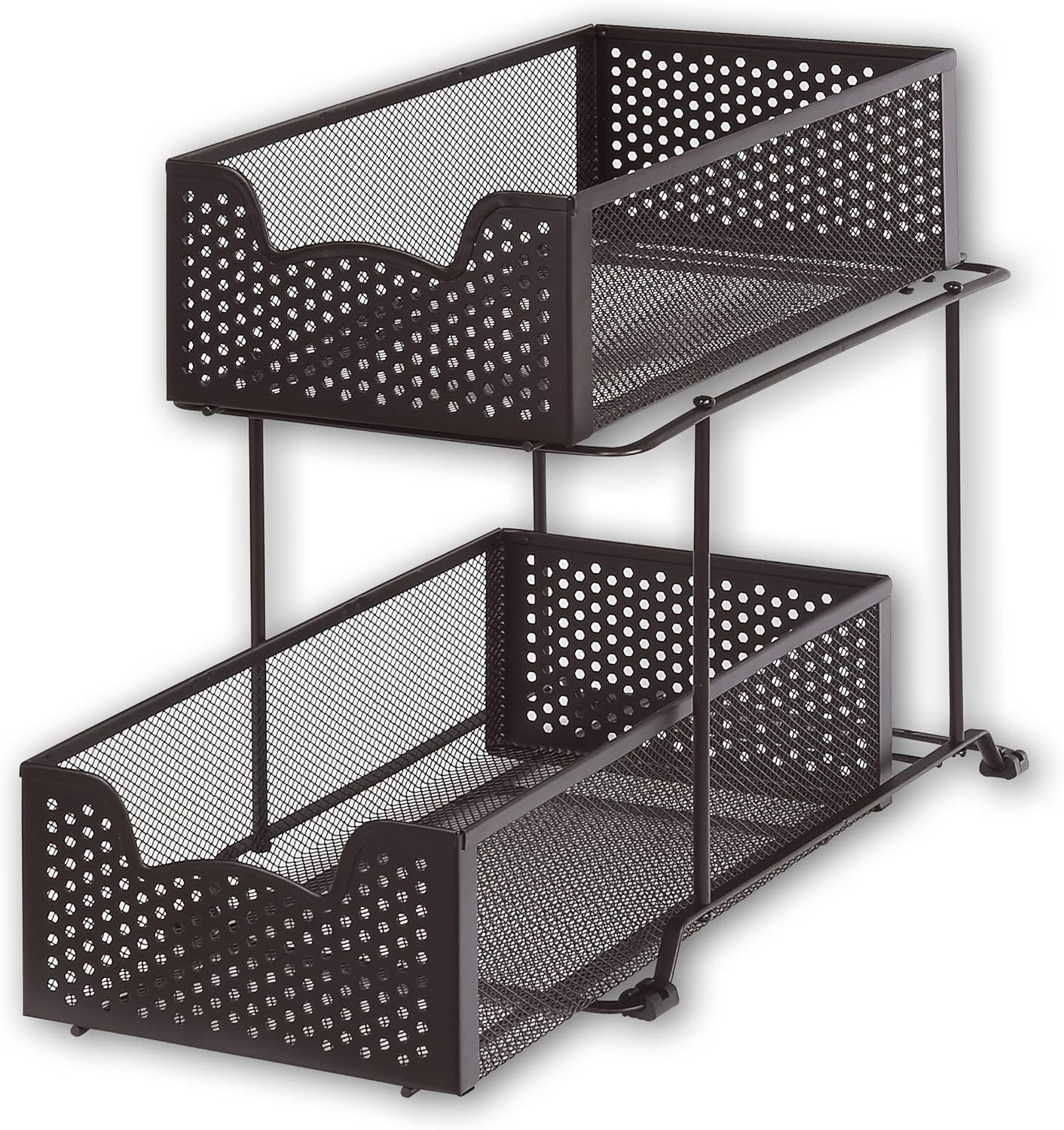 Simple Houseware 2 Tier Sliding Cabinet Basket Organizer Drawer, Bronze